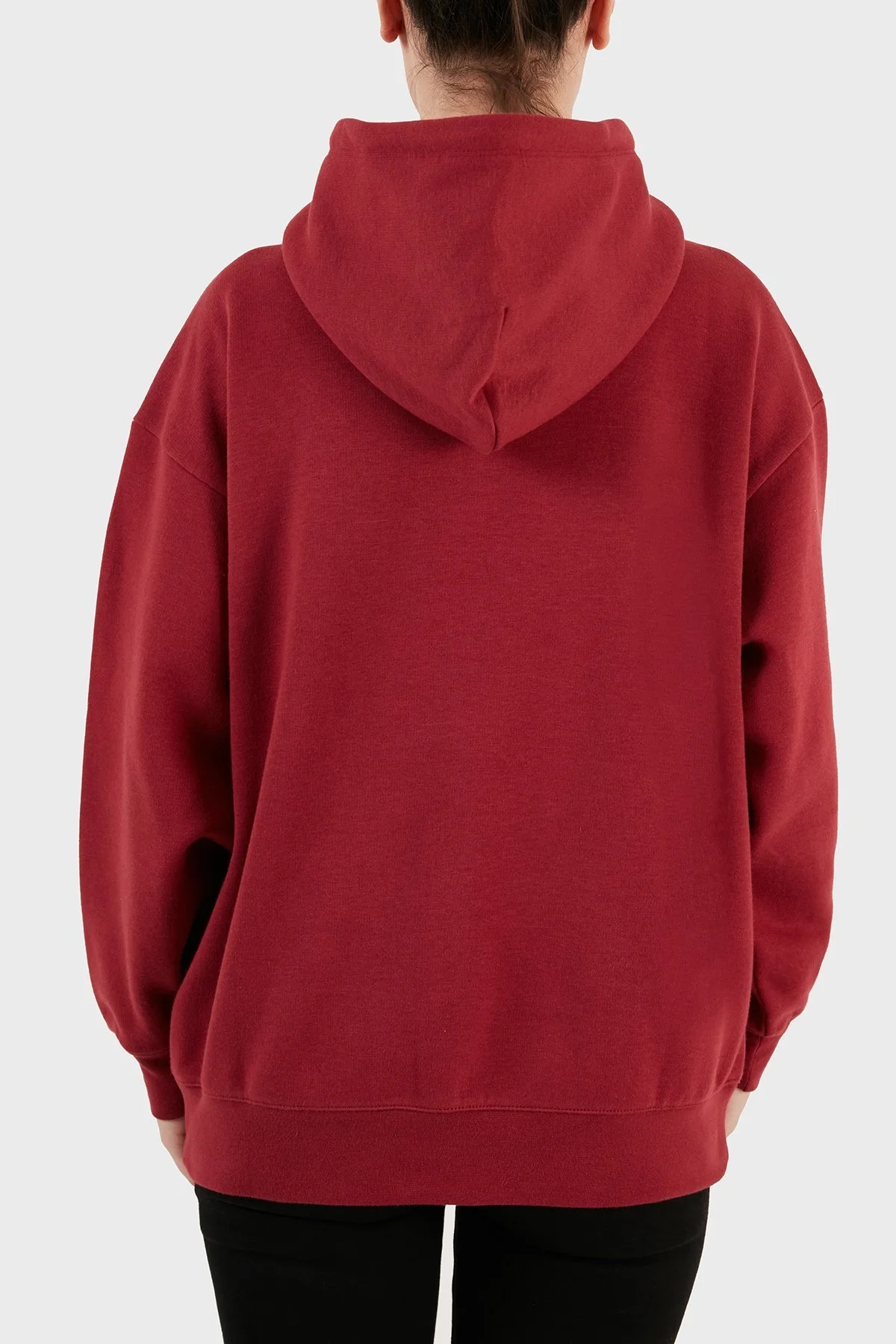 Champion Pamuklu Oversize İçi Polarlı Kapüşonlu Bayan Sweat 116581 TBR RS508 BORDO - 2