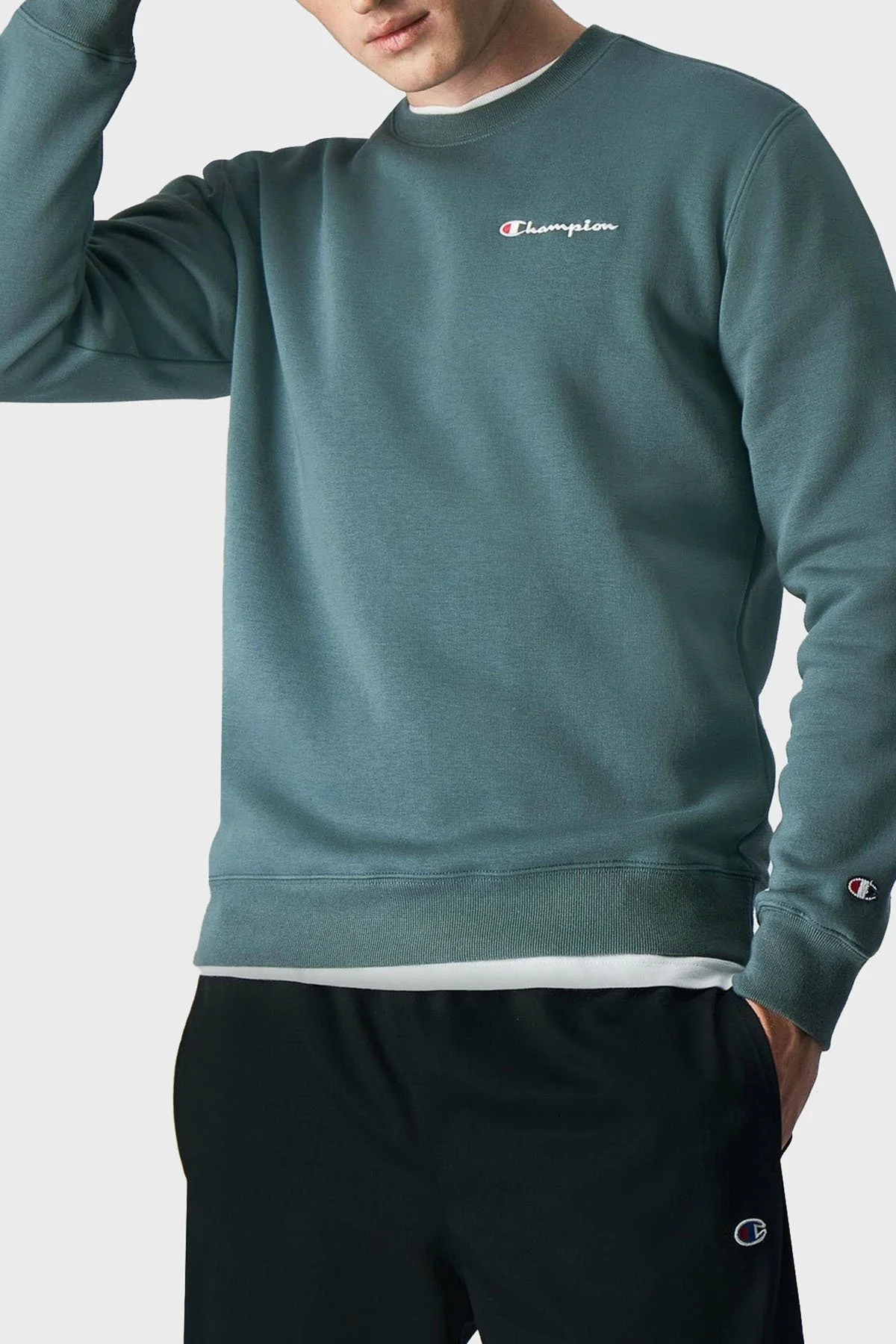 Champion Pamuklu Regular Fit İçi Polarlı Bisiklet Yaka Erkek Sweat 219209 BLG GS510 HAKİ - 1