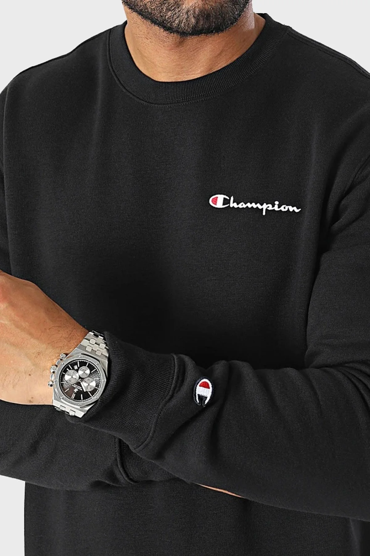 Champion Pamuklu Regular Fit İçi Polarlı Bisiklet Yaka Erkek Sweat 219209 NBK KK001 SİYAH - 4