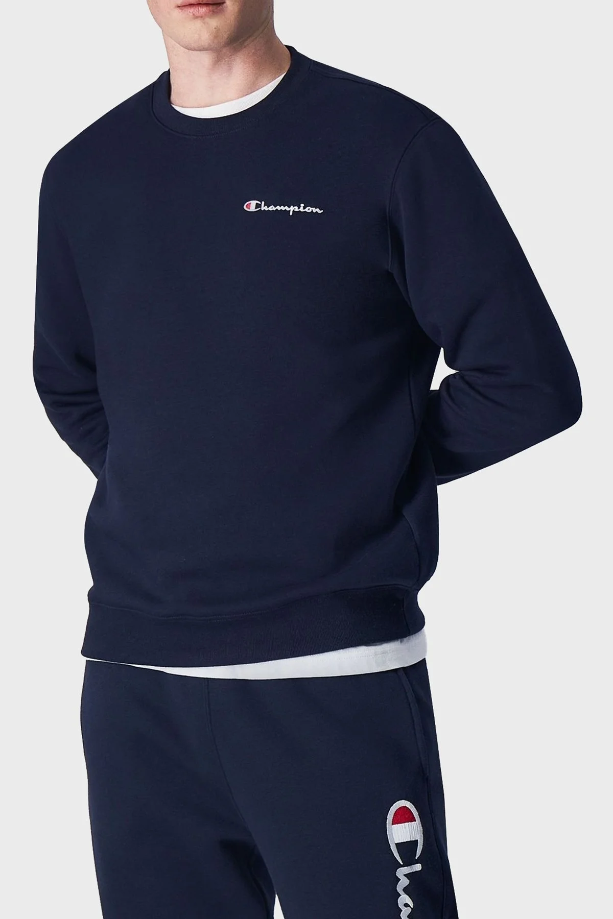 Champion Pamuklu Regular Fit İçi Polarlı Bisiklet Yaka Erkek Sweat 219209 NNY BS501 LACİVERT - 1
