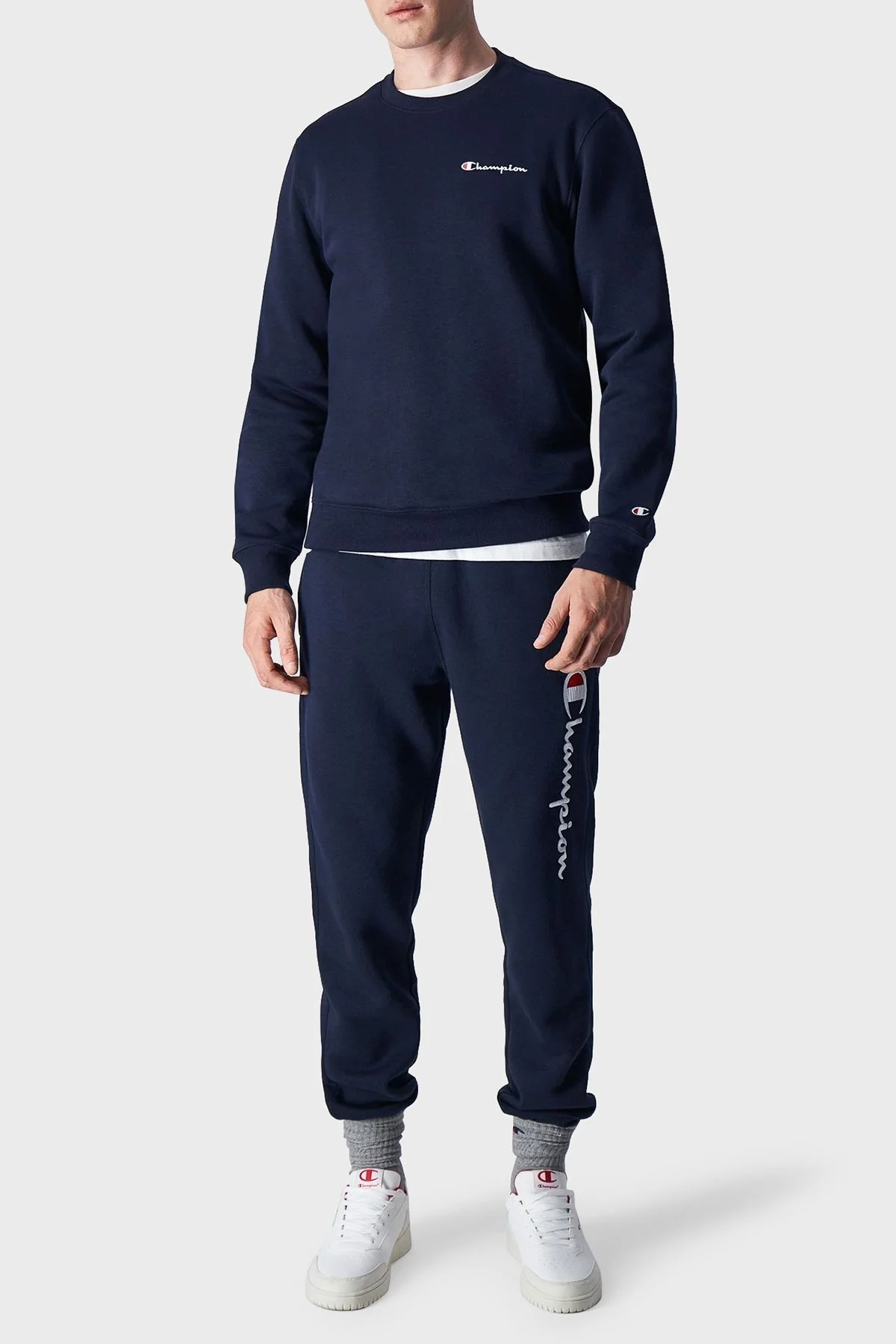 Champion Pamuklu Regular Fit İçi Polarlı Bisiklet Yaka Erkek Sweat 219209 NNY BS501 LACİVERT - 3