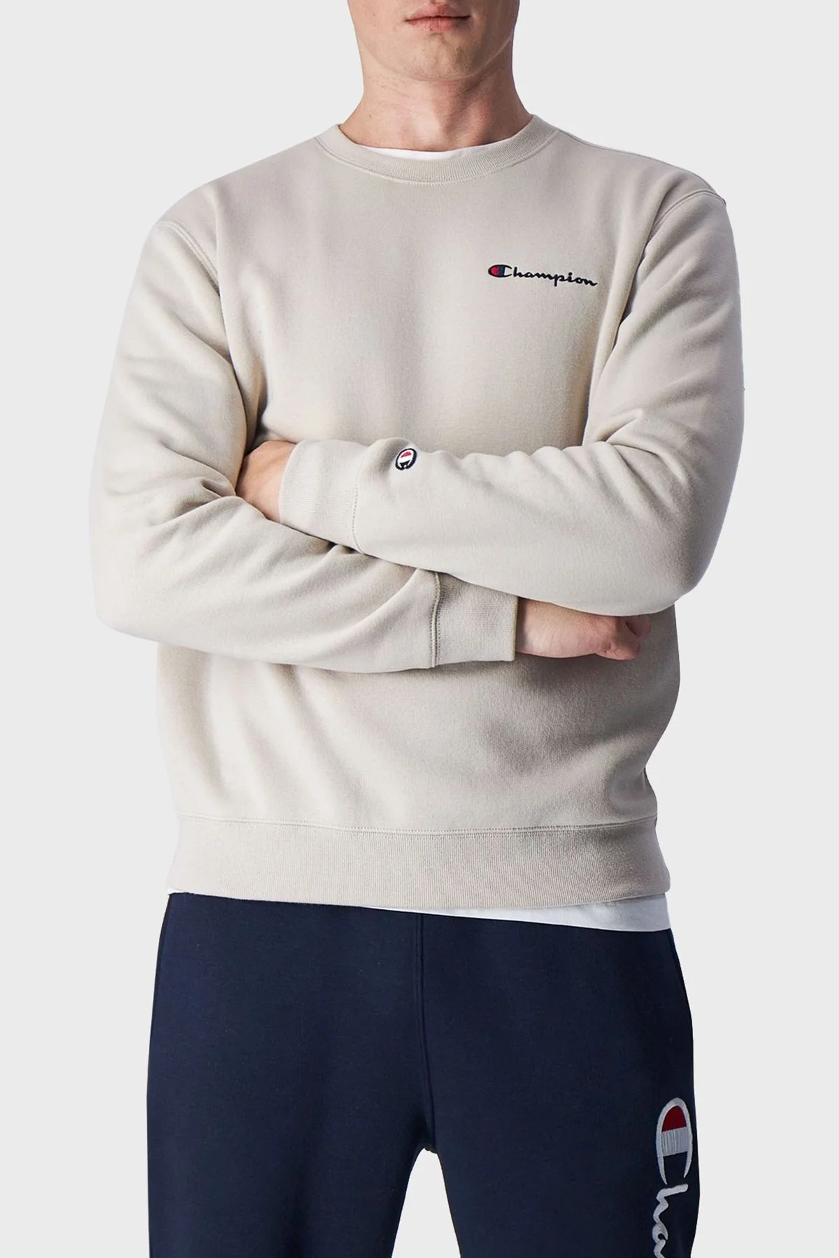 Champion Pamuklu Regular Fit İçi Polarlı Bisiklet Yaka Erkek Sweat 219209 SVL ES057 BEJ - 1