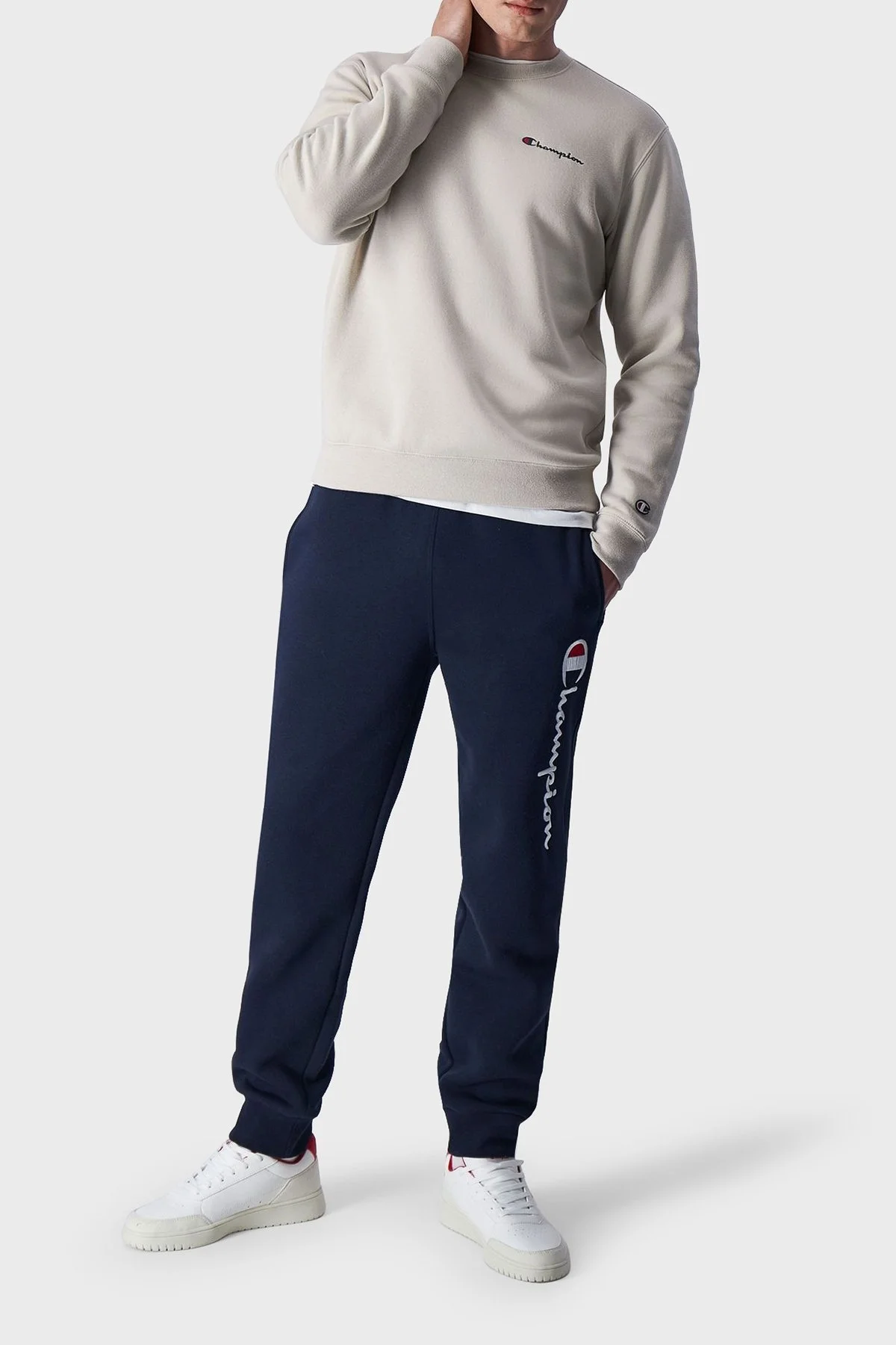 Champion Pamuklu Regular Fit İçi Polarlı Bisiklet Yaka Erkek Sweat 219209 SVL ES057 BEJ - 3