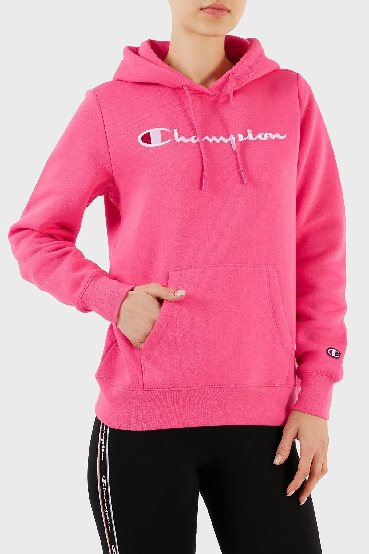 Champion Pamuklu Regular Fit İçi Polarlı Kapüşonlu Bayan Sweat 116579 PIP PS083 FUŞYA - 3