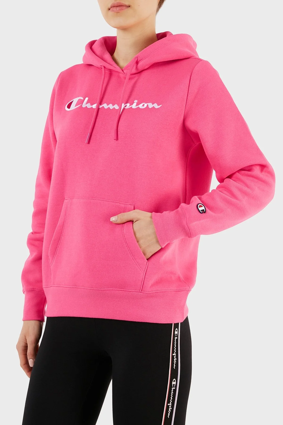 Champion Pamuklu Regular Fit İçi Polarlı Kapüşonlu Bayan Sweat 116579 PIP PS083 FUŞYA - 4