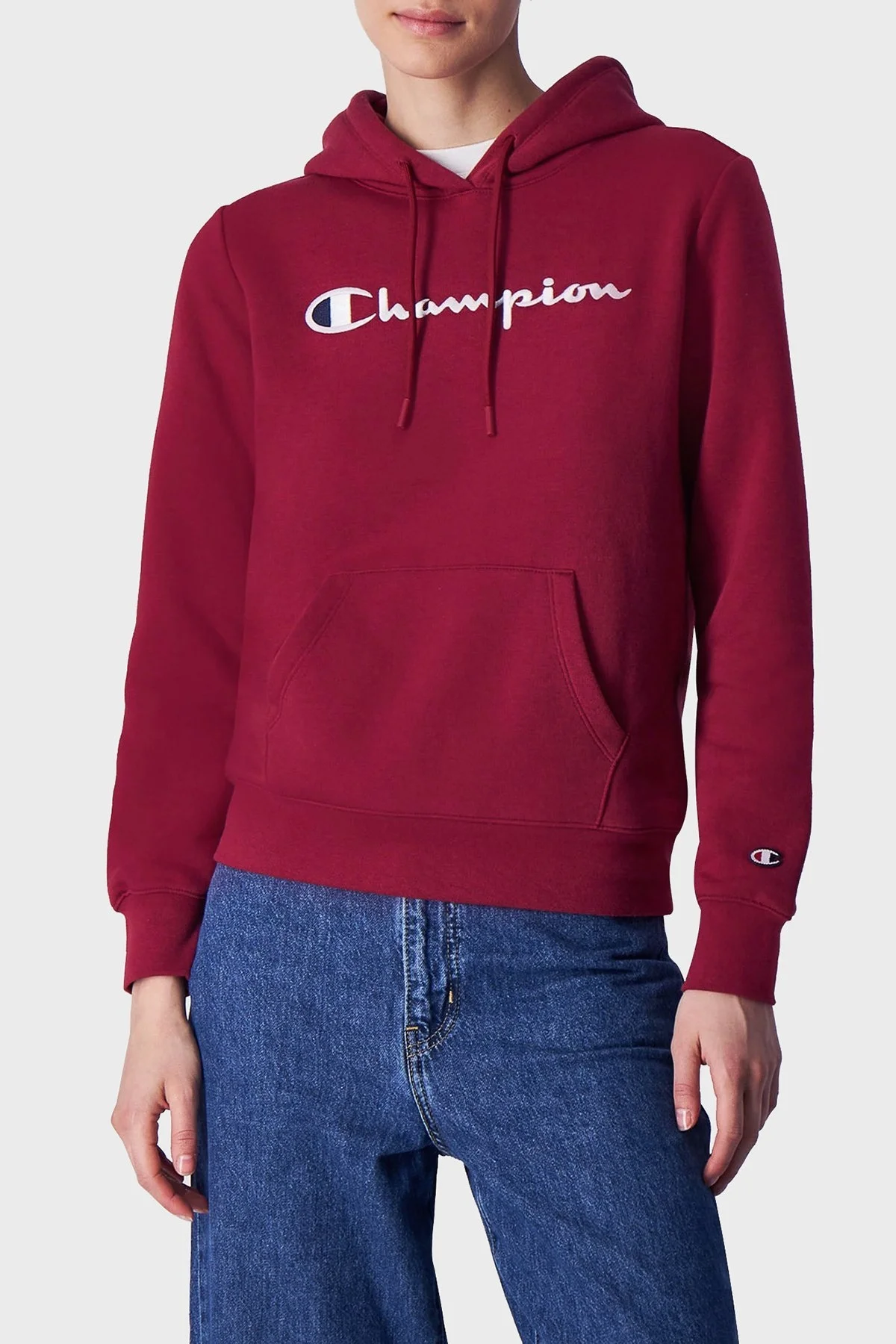 Champion Pamuklu Regular Fit İçi Polarlı Kapüşonlu Bayan Sweat 116579 TBR RS508 BORDO - 1