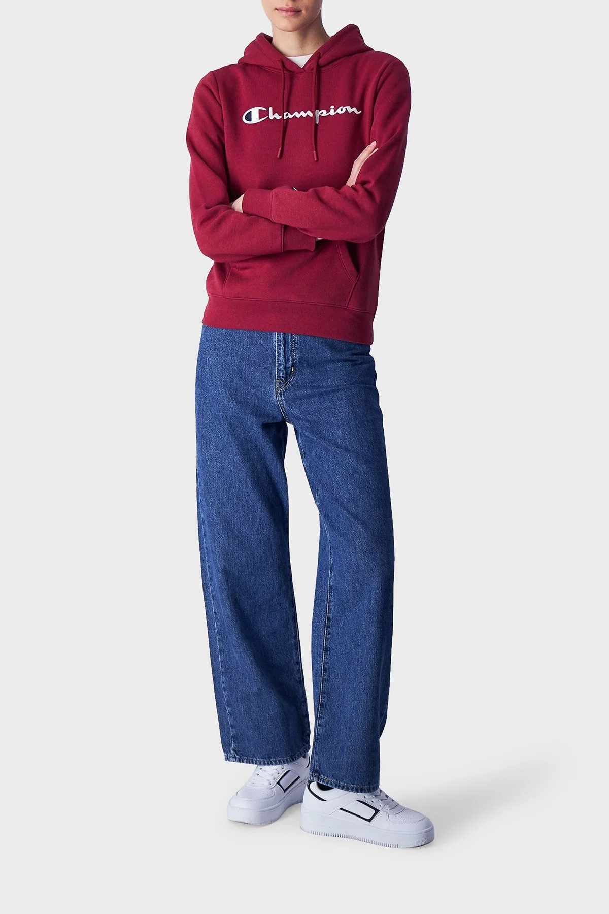 Champion Pamuklu Regular Fit İçi Polarlı Kapüşonlu Bayan Sweat 116579 TBR RS508 BORDO - 3