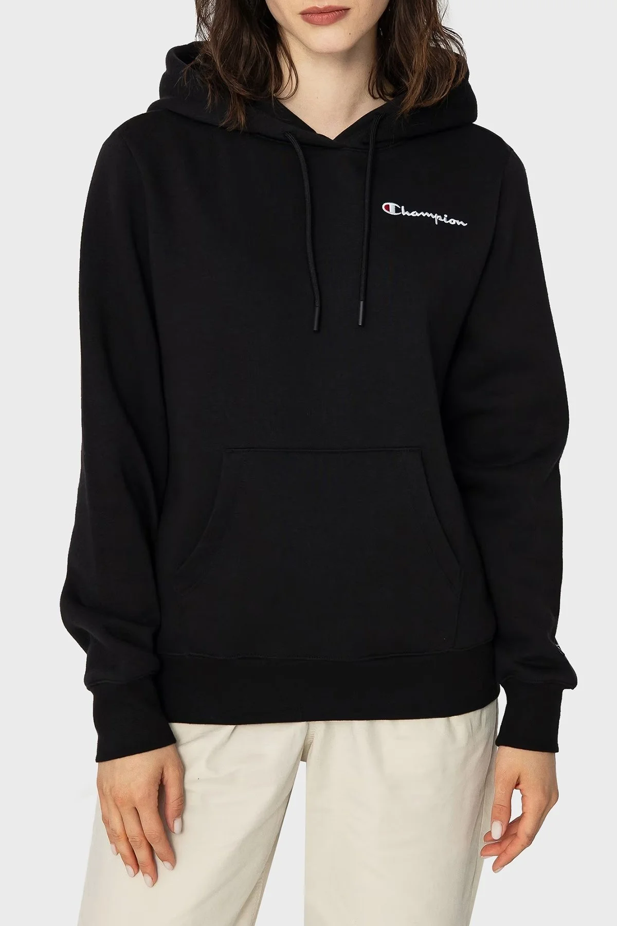 Champion Pamuklu Regular Fit İçi Polarlı Kapüşonlu Bayan Sweat 116580 CHAK/K001 NBK SİYAH - 1