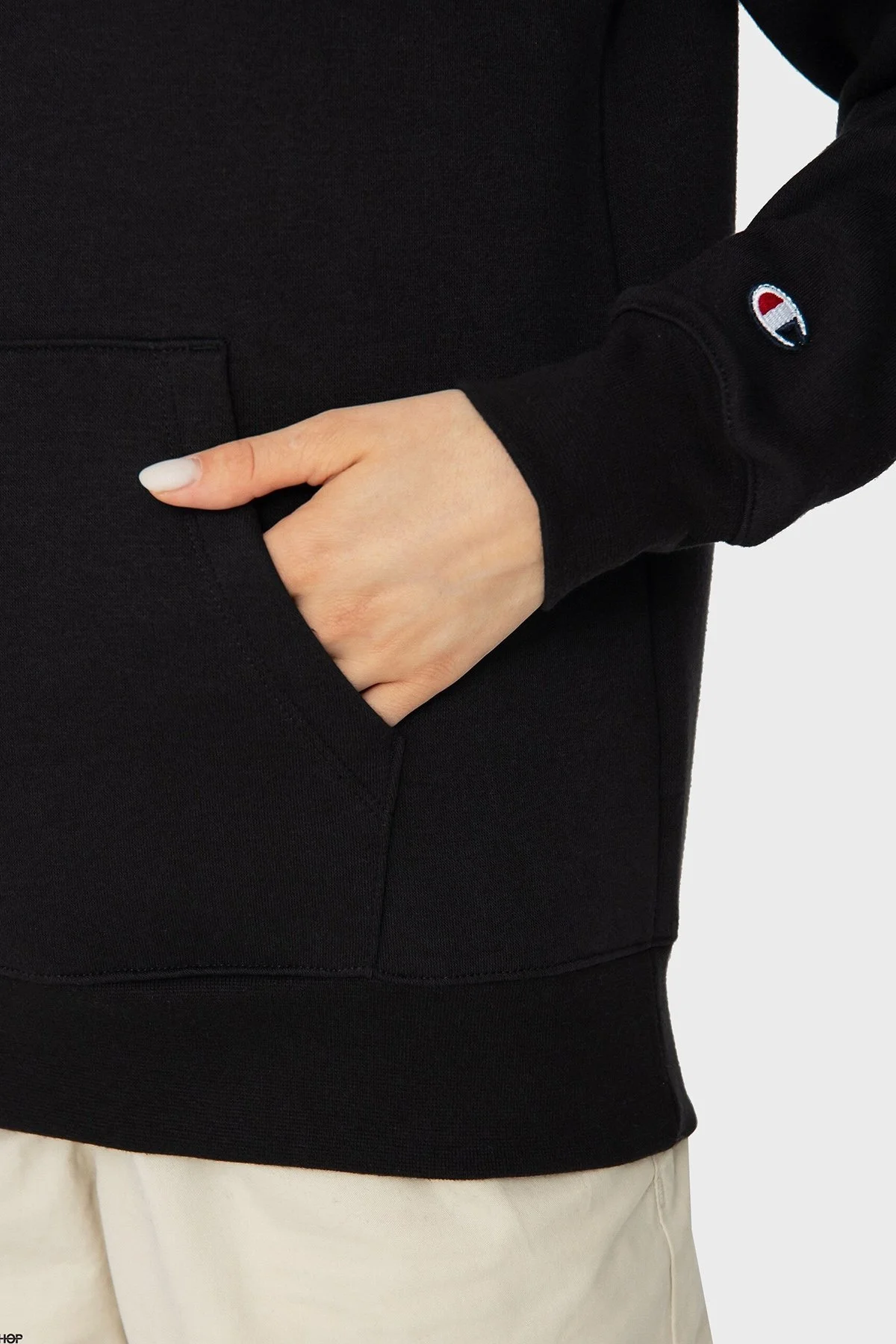 Champion Pamuklu Regular Fit İçi Polarlı Kapüşonlu Bayan Sweat 116580 CHAK/K001 NBK SİYAH - 4