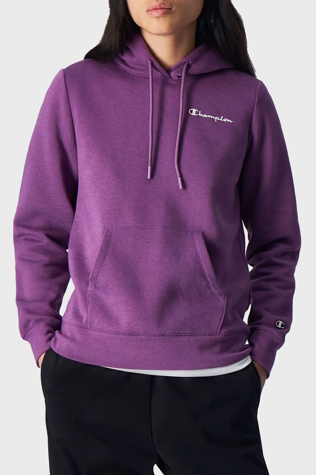 Champion Pamuklu Regular Fit İçi Polarlı Kapüşonlu Bayan Sweat 116580 SET VS005 MOR - 1