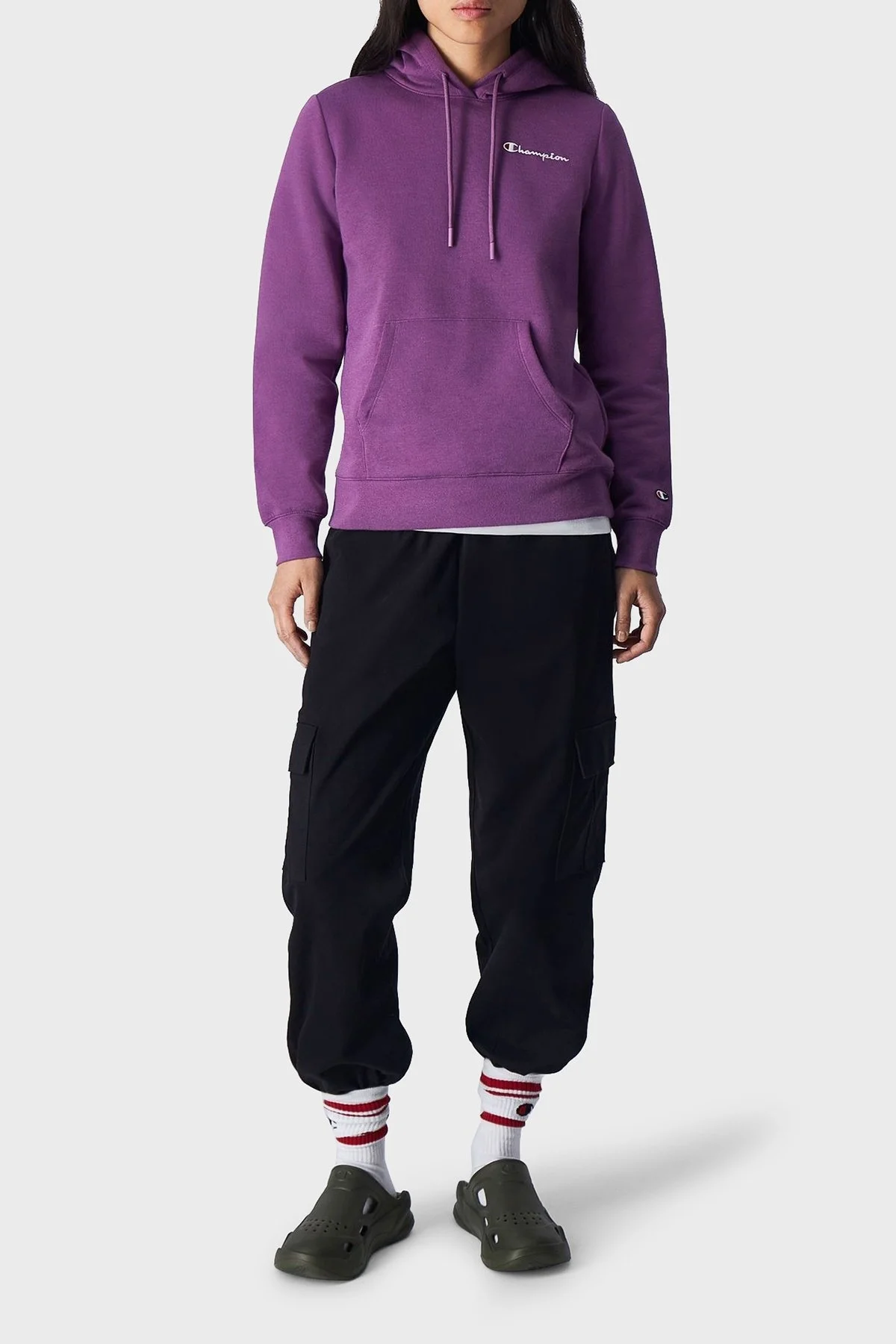 Champion Pamuklu Regular Fit İçi Polarlı Kapüşonlu Bayan Sweat 116580 SET VS005 MOR - 3