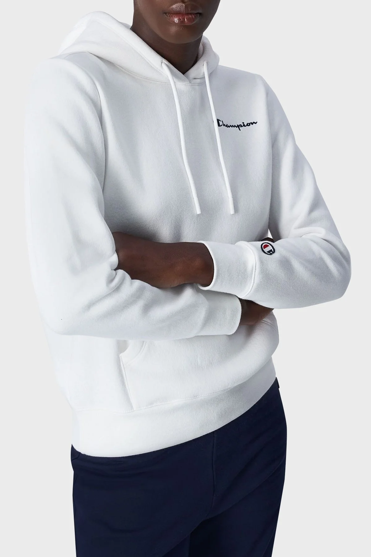 Champion Pamuklu Regular Fit İçi Polarlı Kapüşonlu Bayan Sweat 116580 WAY WW036 BEYAZ - 1