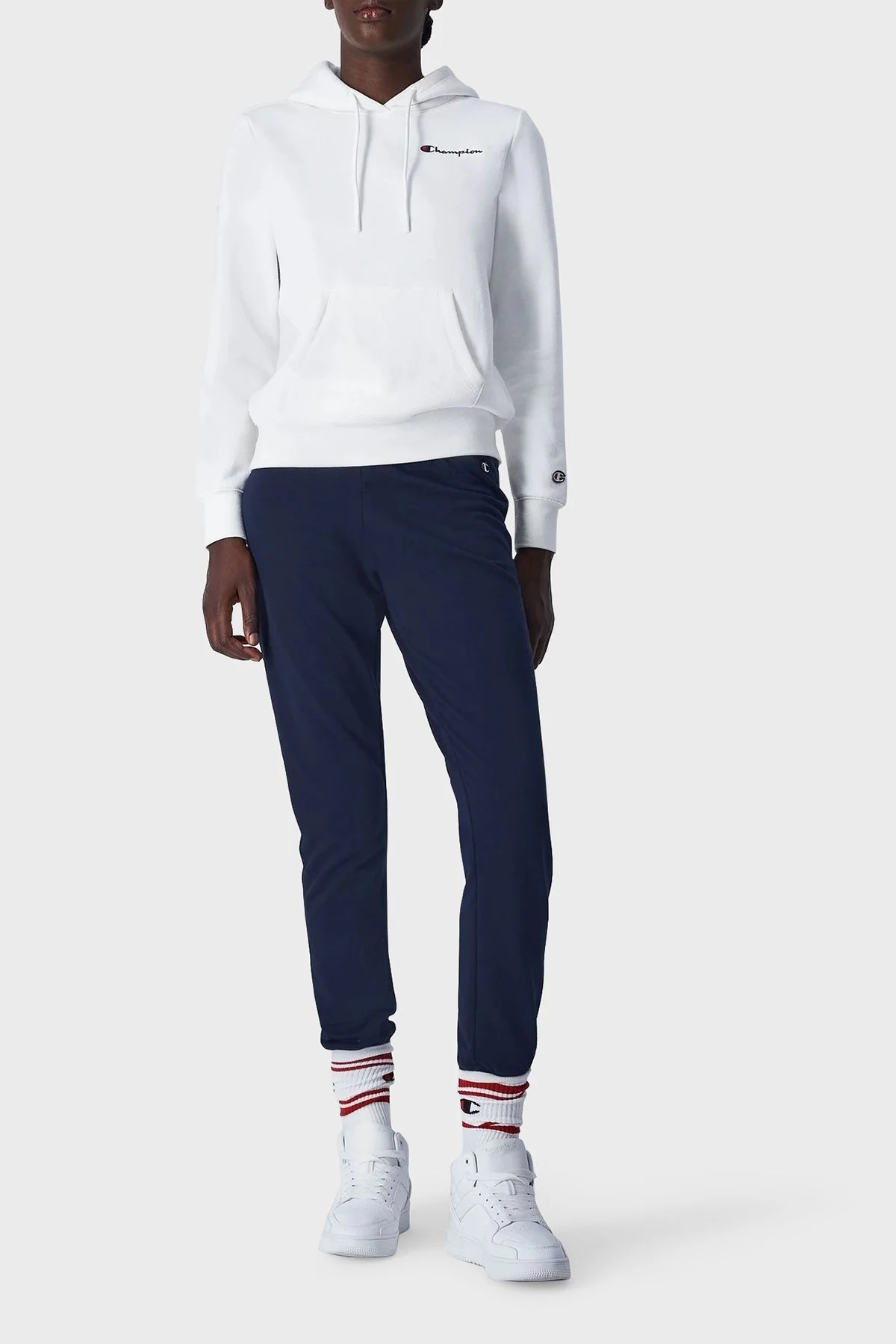 Champion Pamuklu Regular Fit İçi Polarlı Kapüşonlu Bayan Sweat 116580 WAY WW036 BEYAZ - 3