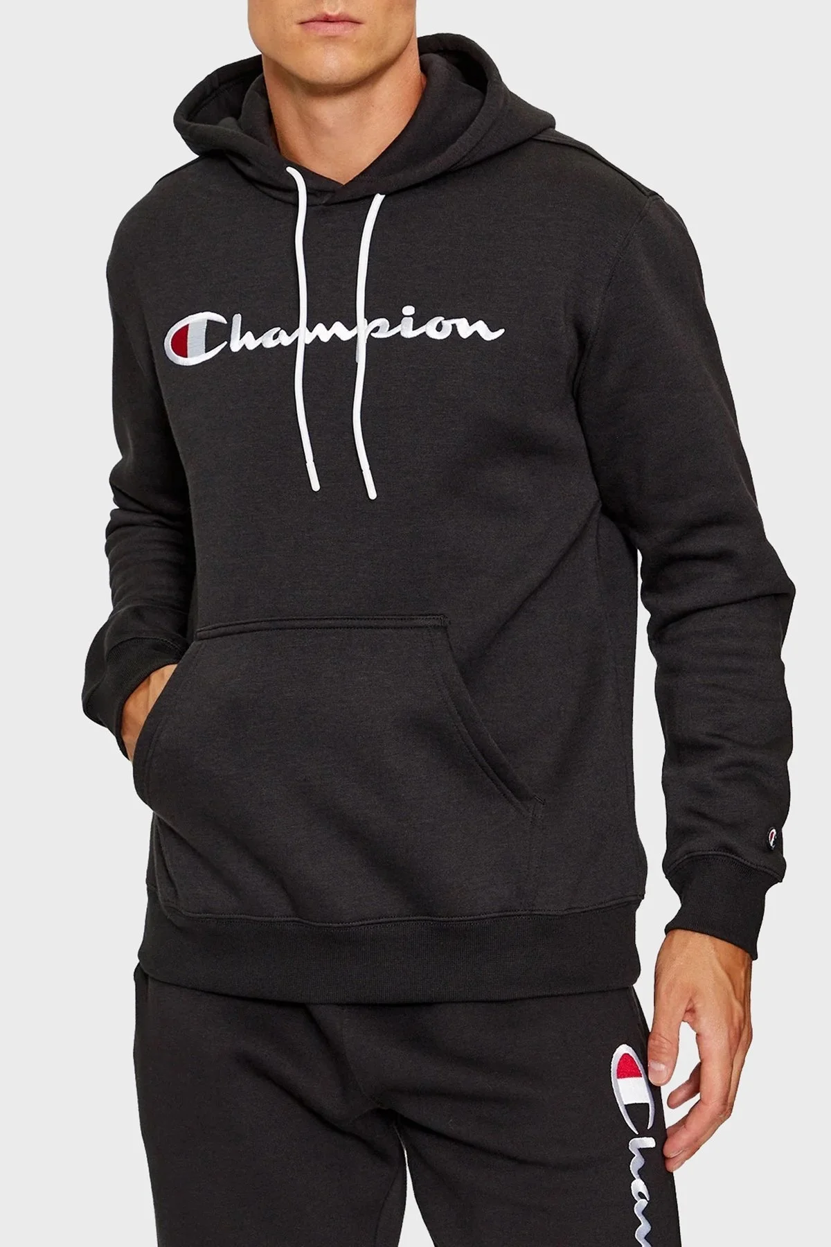Champion Pamuklu Regular Fit İçi Polarlı Kapüşonlu Erkek Sweat 219203 NBK KK001 SİYAH - 1