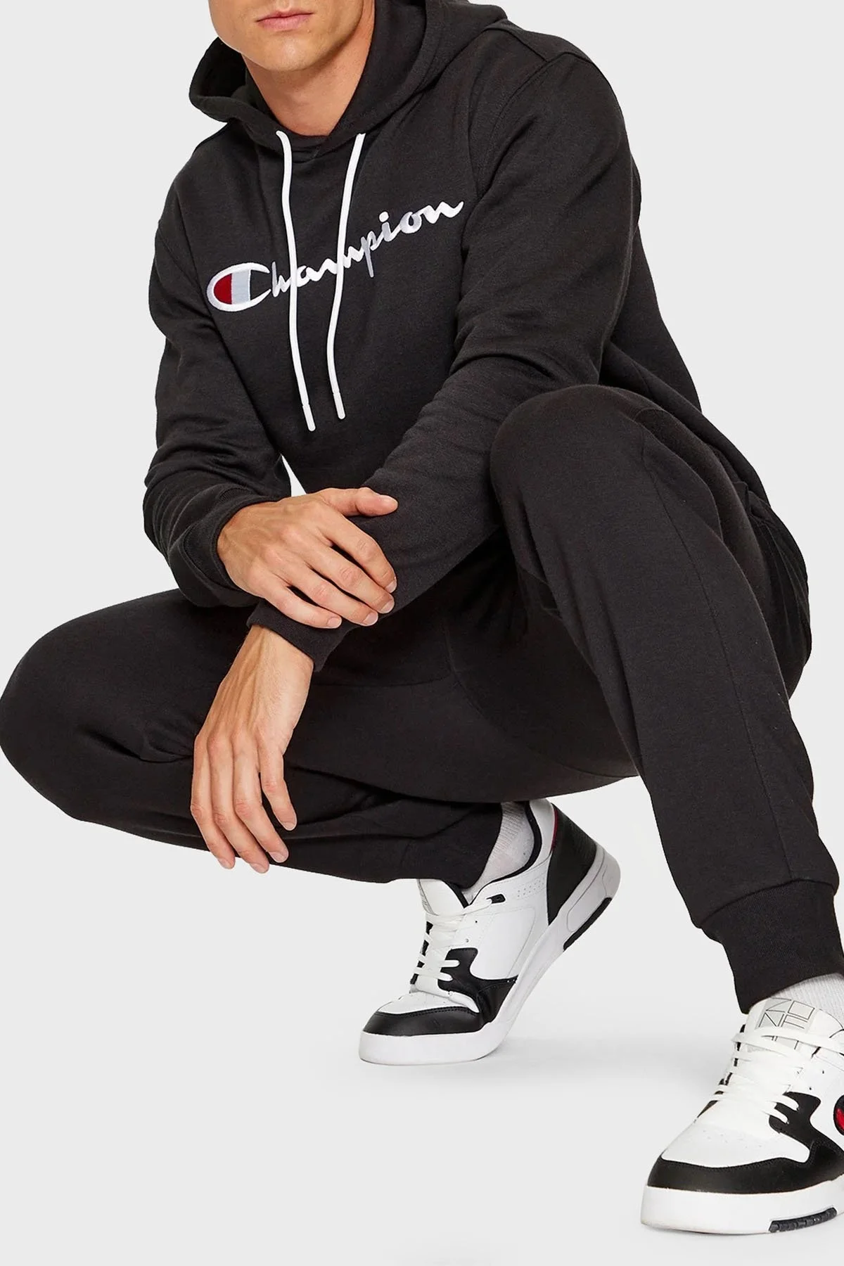 Champion Pamuklu Regular Fit İçi Polarlı Kapüşonlu Erkek Sweat 219203 NBK KK001 SİYAH - 2