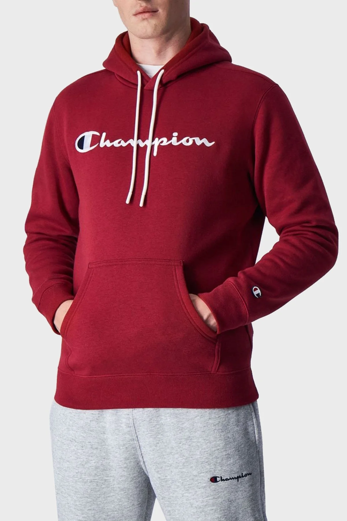 Champion Pamuklu Regular Fit İçi Polarlı Kapüşonlu Erkek Sweat 219203 TBR RS508 BORDO - 1