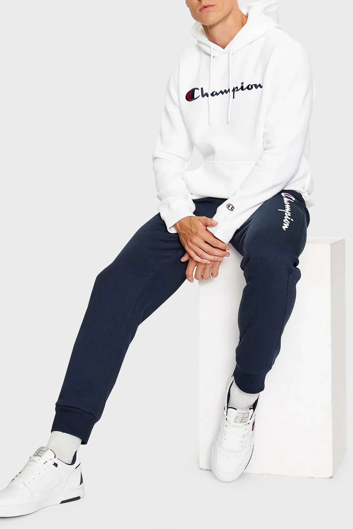 Champion Pamuklu Regular Fit İçi Polarlı Kapüşonlu Erkek Sweat 219203 WHT WW001 BEYAZ - 3