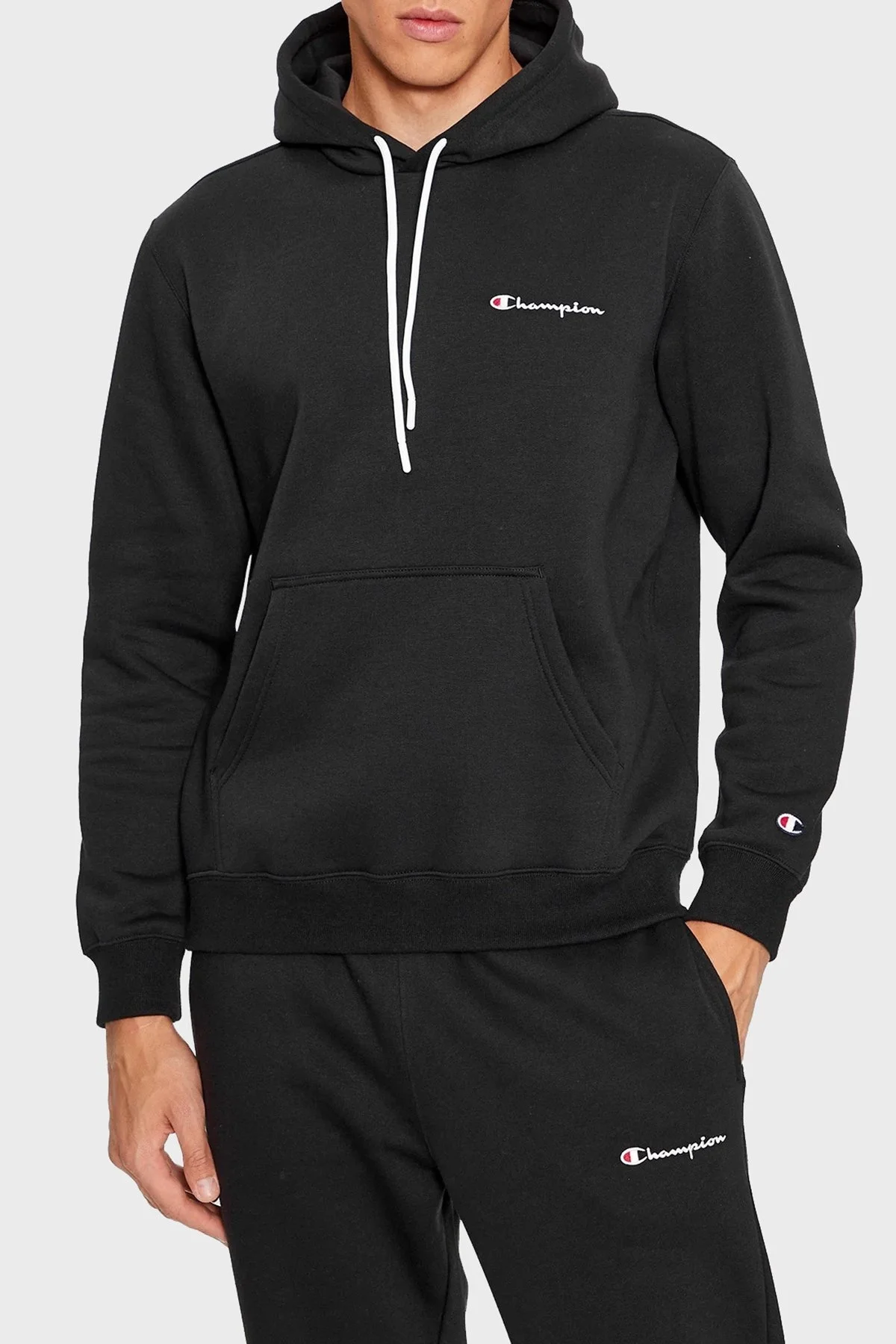 Champion Pamuklu Regular Fit İçi Polarlı Kapüşonlu Erkek Sweat 219208 NBK KK001 SİYAH - 1