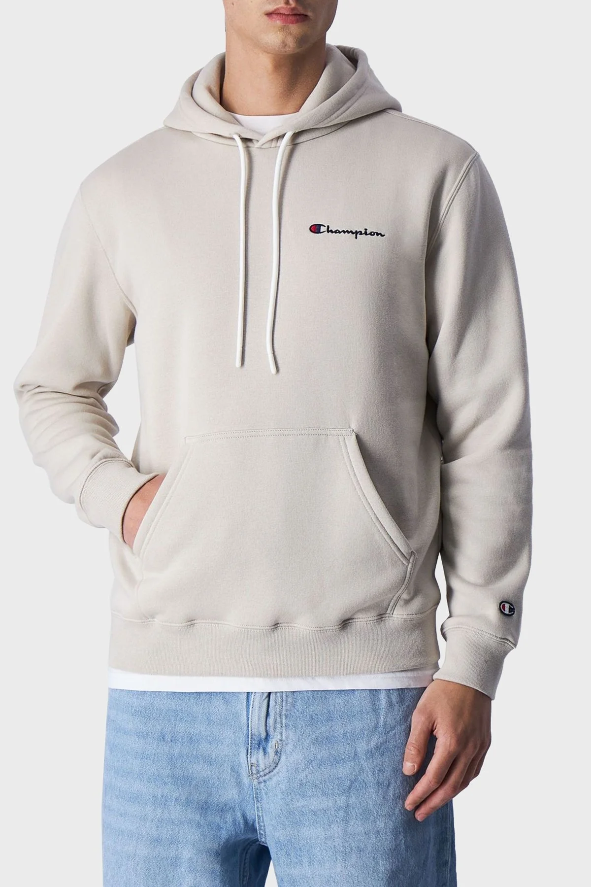 Champion Pamuklu Regular Fit İçi Polarlı Kapüşonlu Erkek Sweat 219208 SVL ES057 BEJ - 1