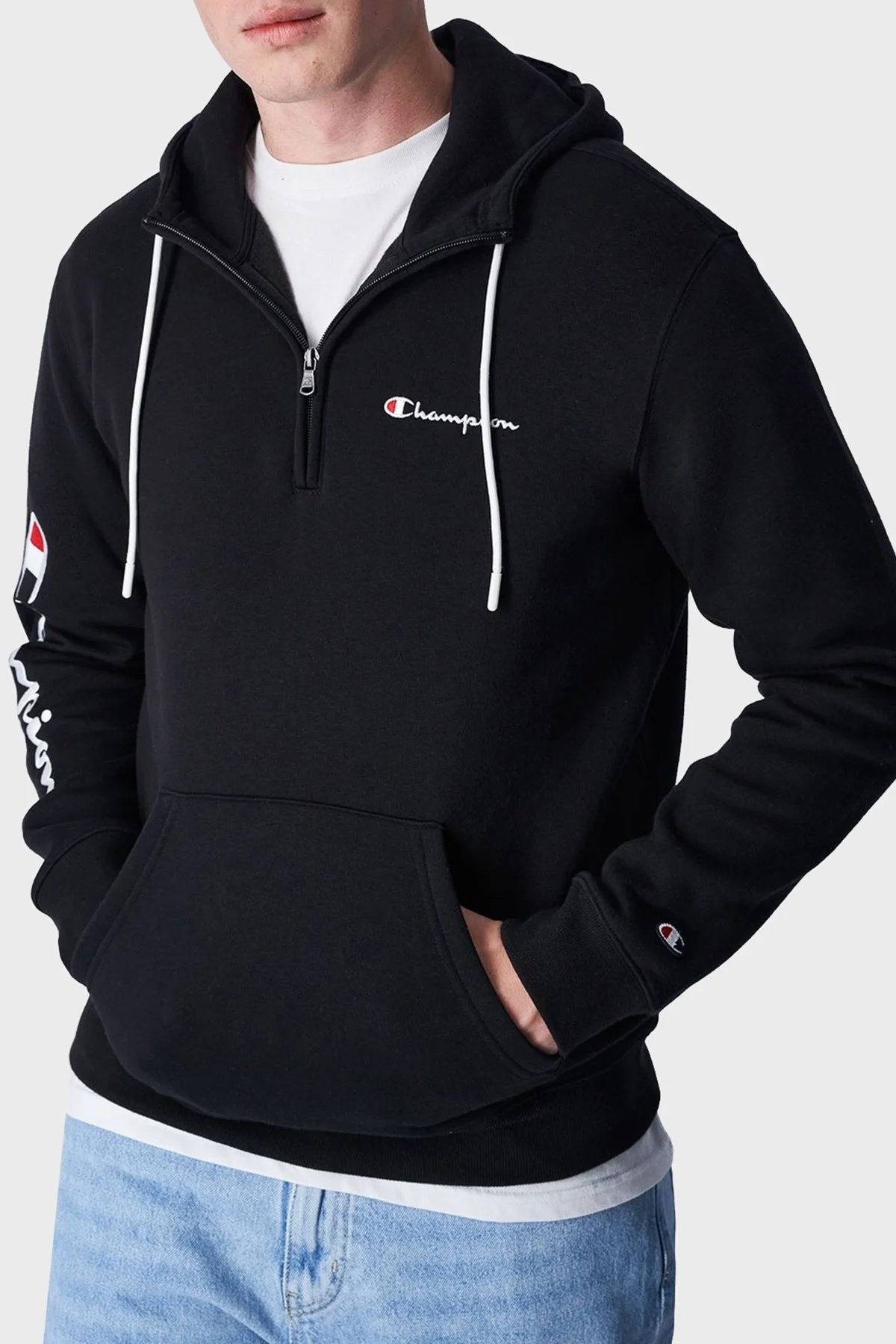 Champion Pamuklu Regular Fit İçi Polarlı Kapüşonlu Erkek Sweat 219211 NBK KK001 SİYAH - 1