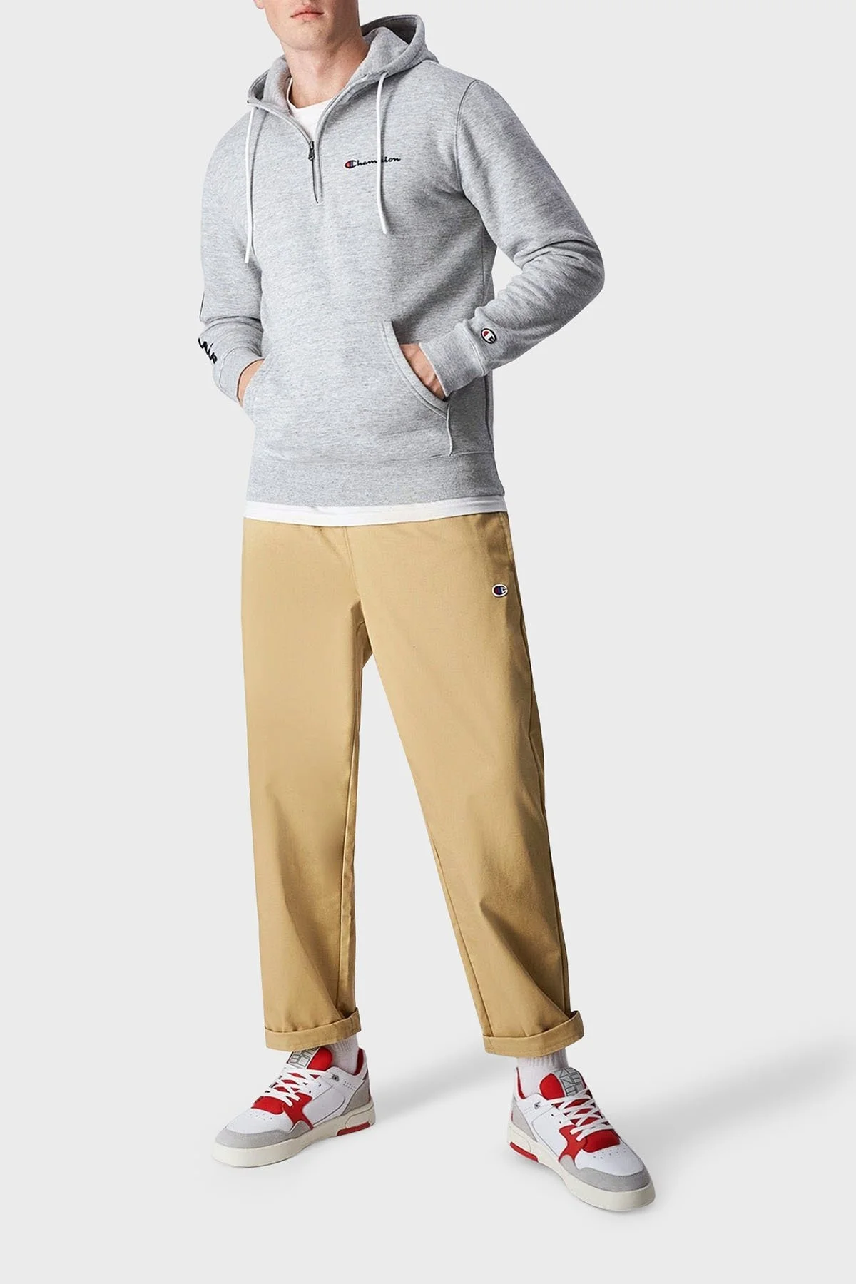 Champion Pamuklu Regular Fit İçi Polarlı Kapüşonlu Erkek Sweat 219211 NOXM EM021 GRİ - 3