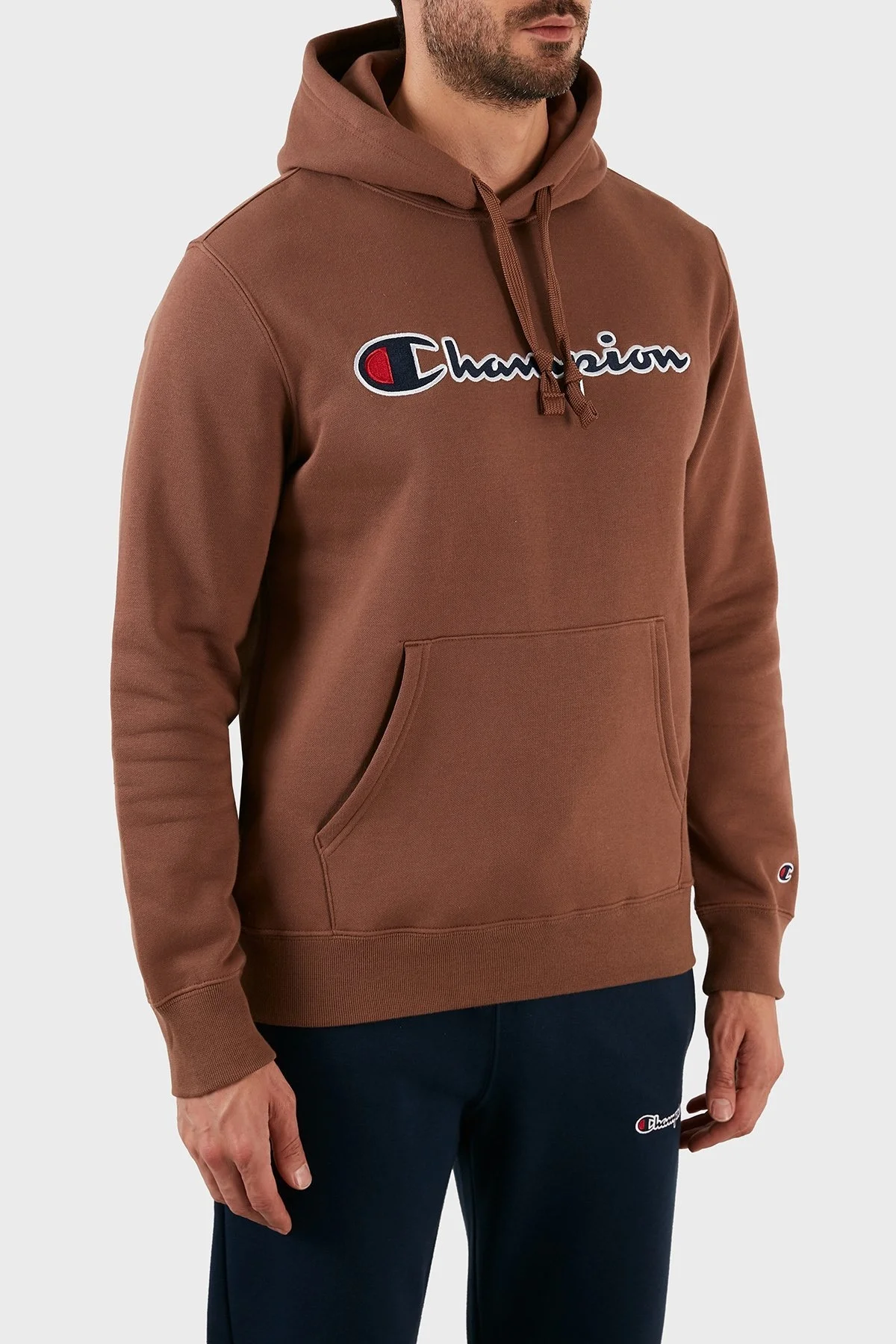 Champion Pamuklu Regular Fit Kanguru Cepli Kapüşonlu Erkek Sweat 217858 AZTMS 557 KAHVE - 3