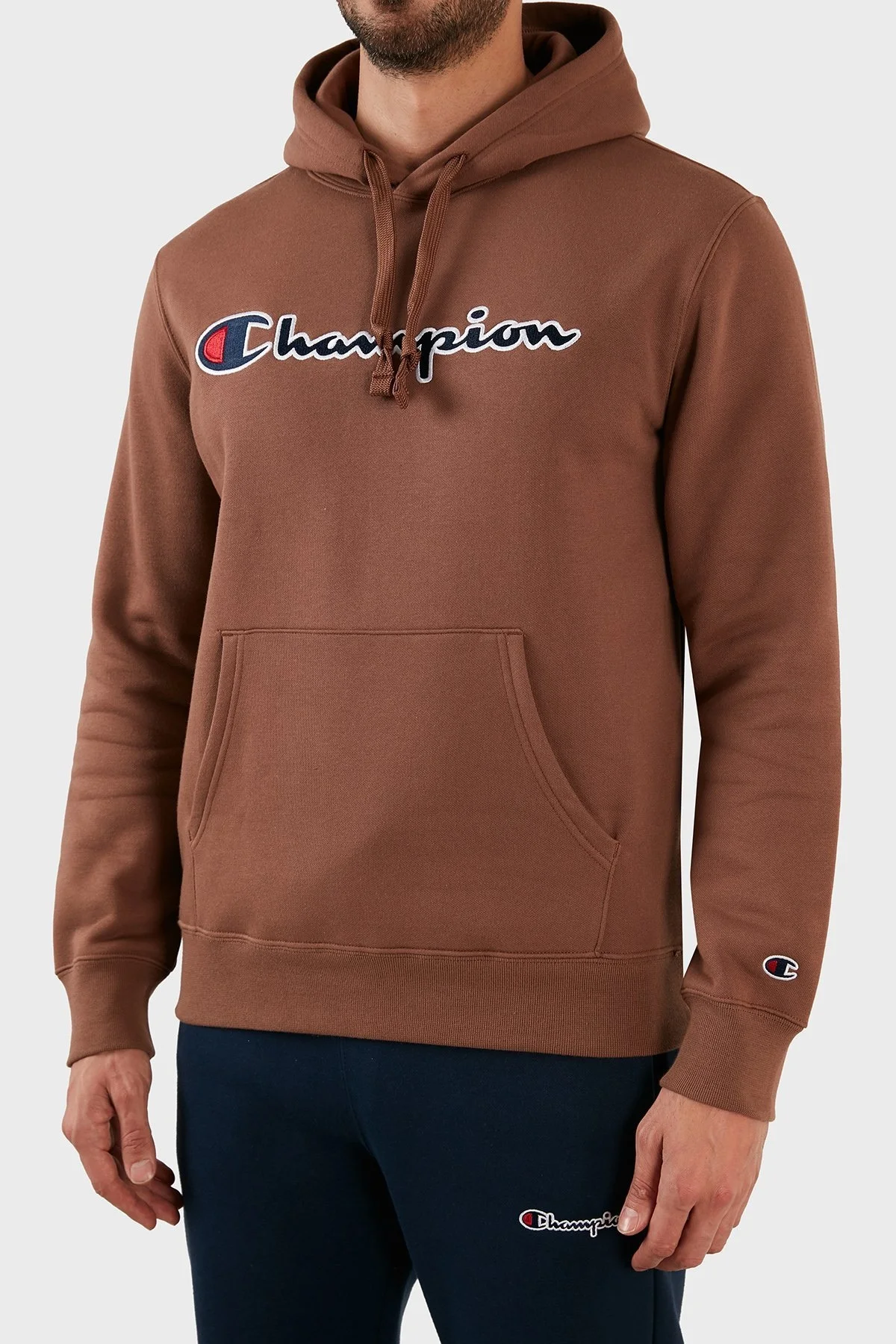 Champion Pamuklu Regular Fit Kanguru Cepli Kapüşonlu Erkek Sweat 217858 AZTMS 557 KAHVE - 4