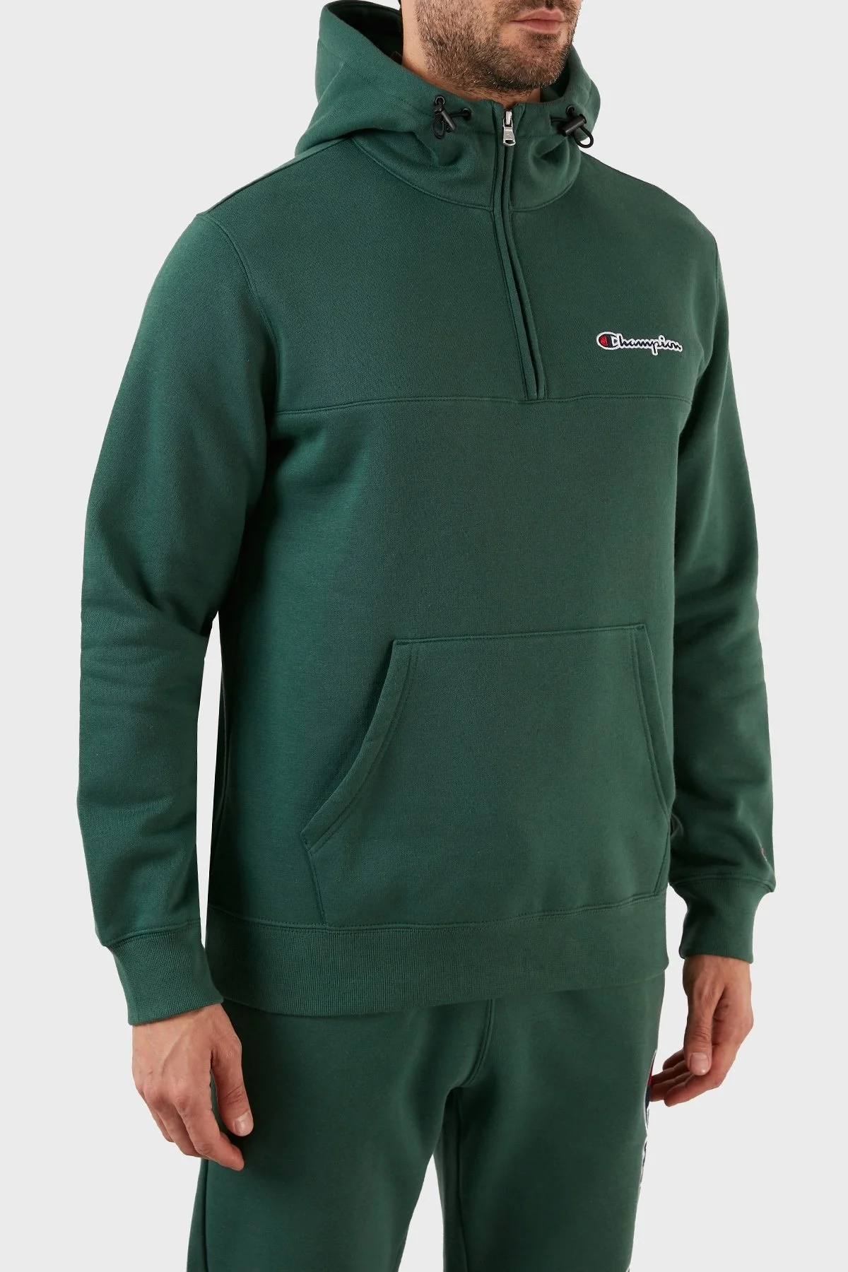 Champion Pamuklu Regular Fit Yarım Fermuarlı Kapüşonlu Erkek Sweat 217866 TKGGS 568 HAKİ - 3