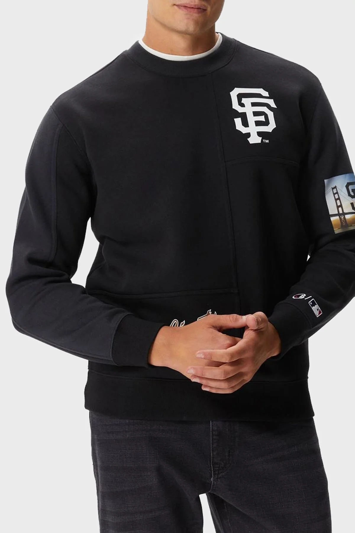 Champion Pamuklu Relaxed Fit İçi Polarlı Bisiklet Yaka Erkek Sweat 219264 NBK/CHR KK001 SİYAH - 1