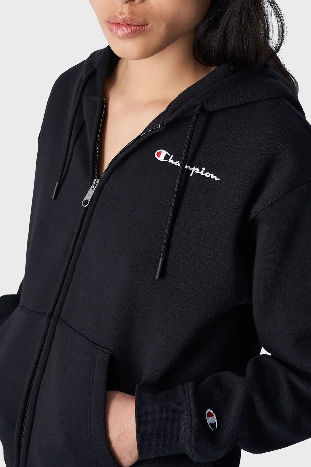 Champion Pamuklu Relaxed Fit İçi Polarlı Kapüşonlu Bayan Sweat 116585 NBK KK001 SİYAH - 1