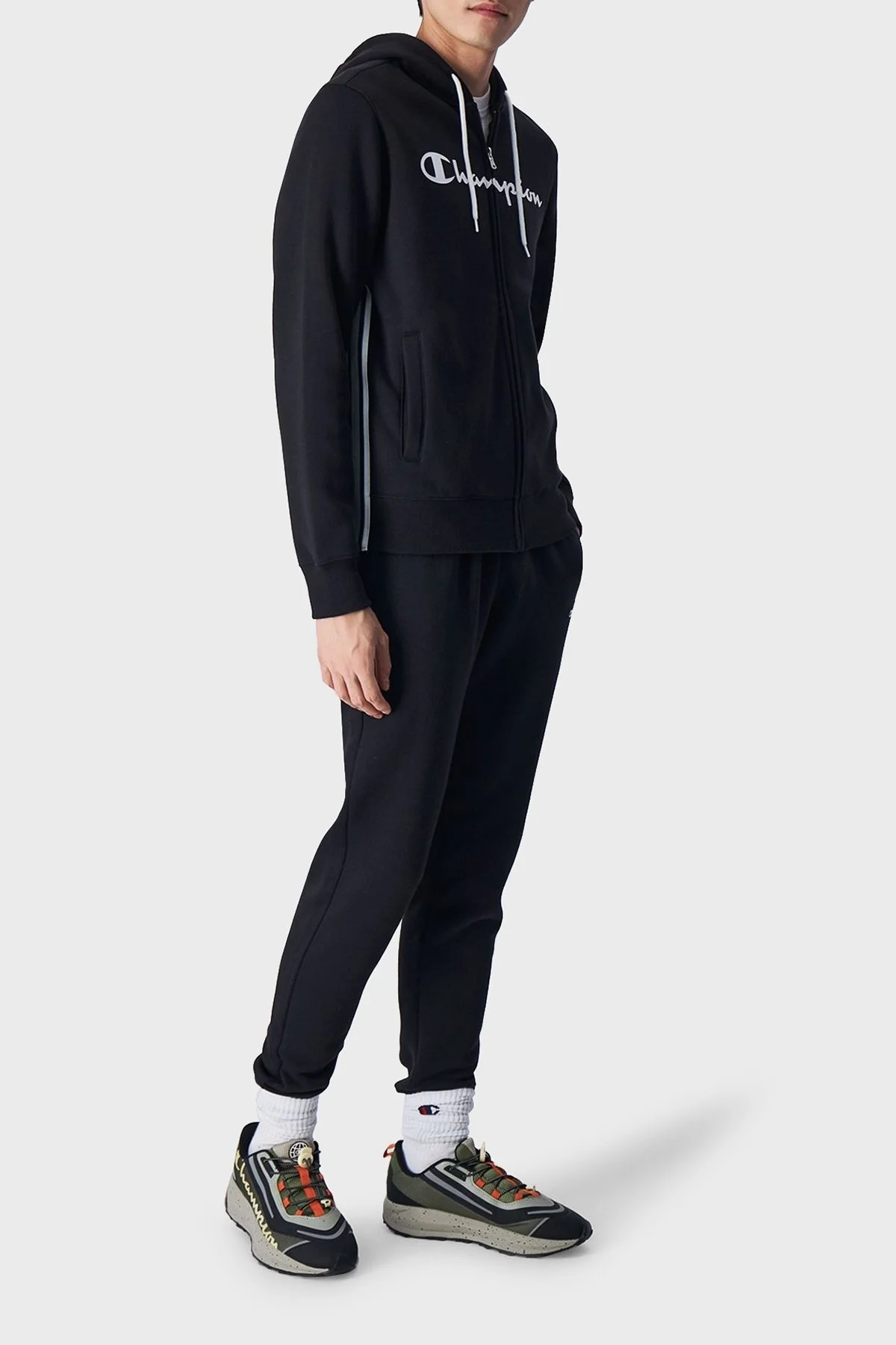 Champion Regular Fit Kapüşonlu İçi Polarlı Erkek Eşofman Takımı 219396 NBK/NBK KK001 SİYAH - 1