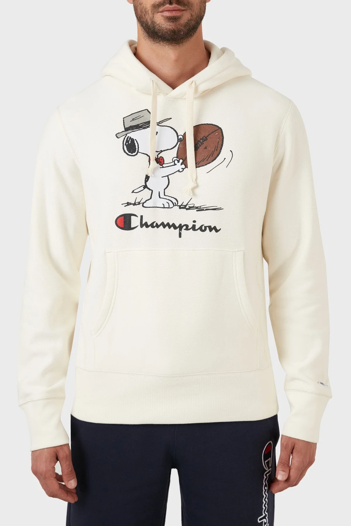 Champion Regular Fit Kapüşonlu Kanguru Cepli % 100 Pamuk Erkek Sweat 217799 KN67 303734 BEYAZ - 1