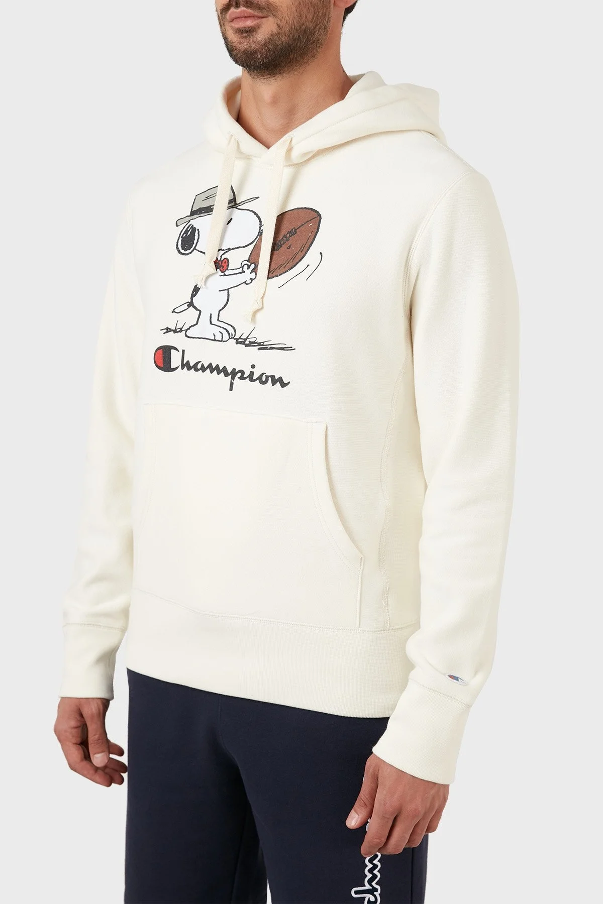 Champion Regular Fit Kapüşonlu Kanguru Cepli % 100 Pamuk Erkek Sweat 217799 KN67 303734 BEYAZ - 2