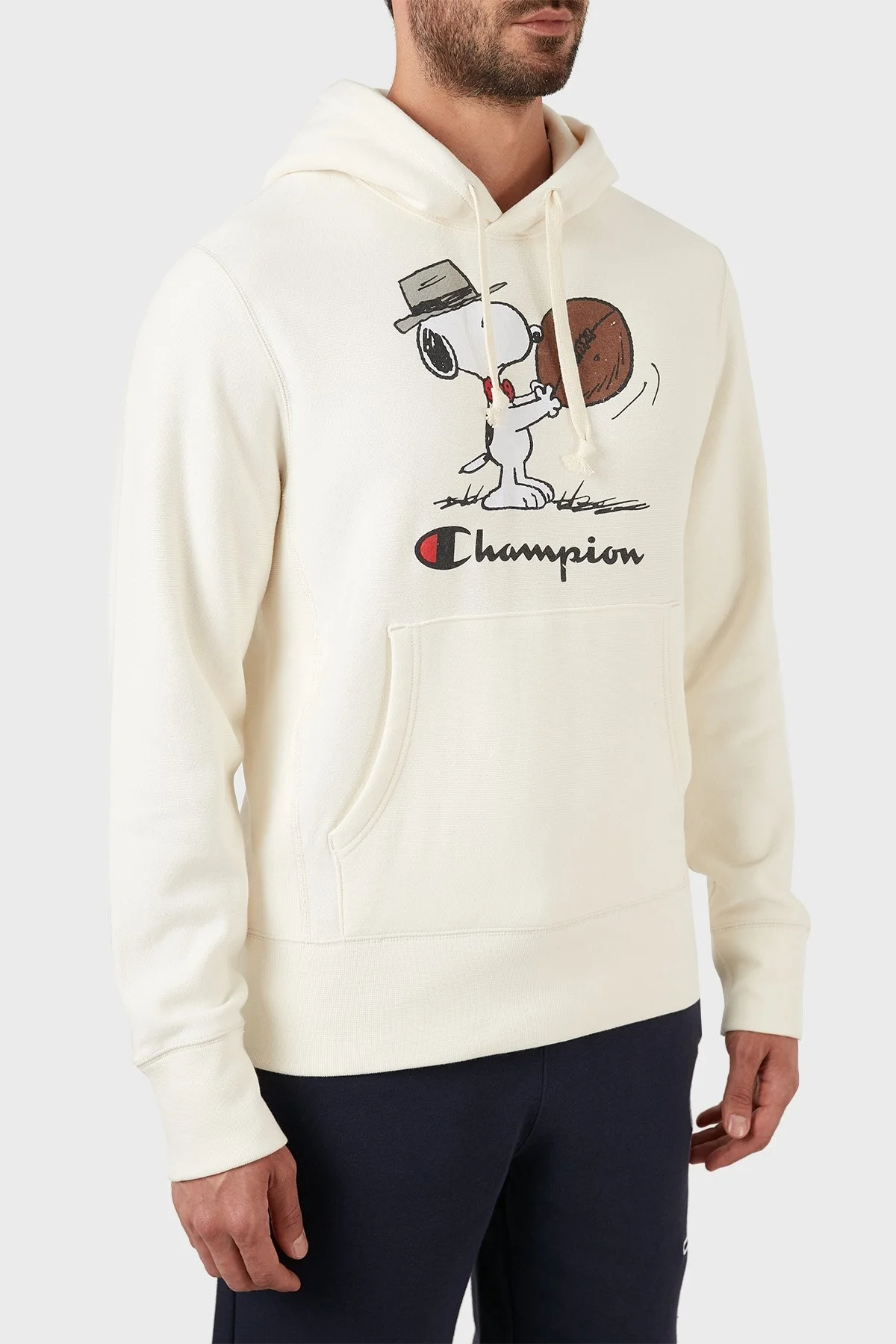 Champion Regular Fit Kapüşonlu Kanguru Cepli % 100 Pamuk Erkek Sweat 217799 KN67 303734 BEYAZ - 3