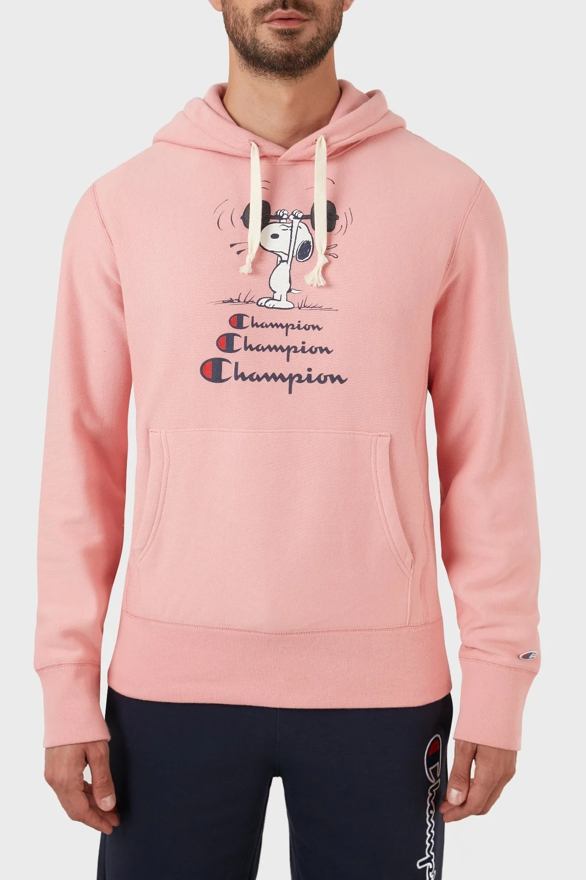 Champion Regular Fit Kapüşonlu Kanguru Cepli % 100 Pamuk Erkek Sweat 217799 KN67 303735 PEMBE - 1