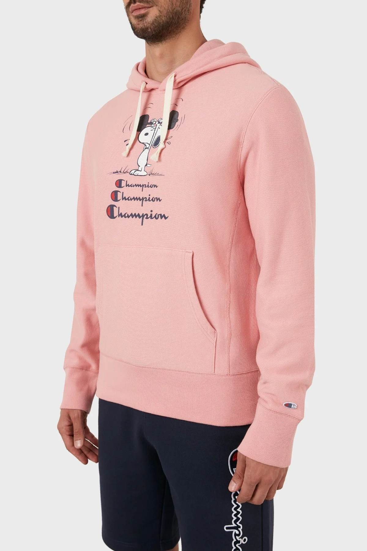 Champion Regular Fit Kapüşonlu Kanguru Cepli % 100 Pamuk Erkek Sweat 217799 KN67 303735 PEMBE - 2