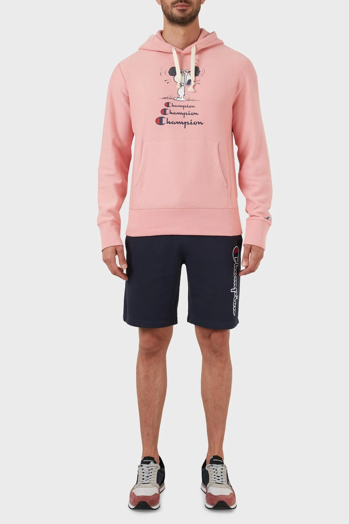 Champion Regular Fit Kapüşonlu Kanguru Cepli % 100 Pamuk Erkek Sweat 217799 KN67 303735 PEMBE - 4