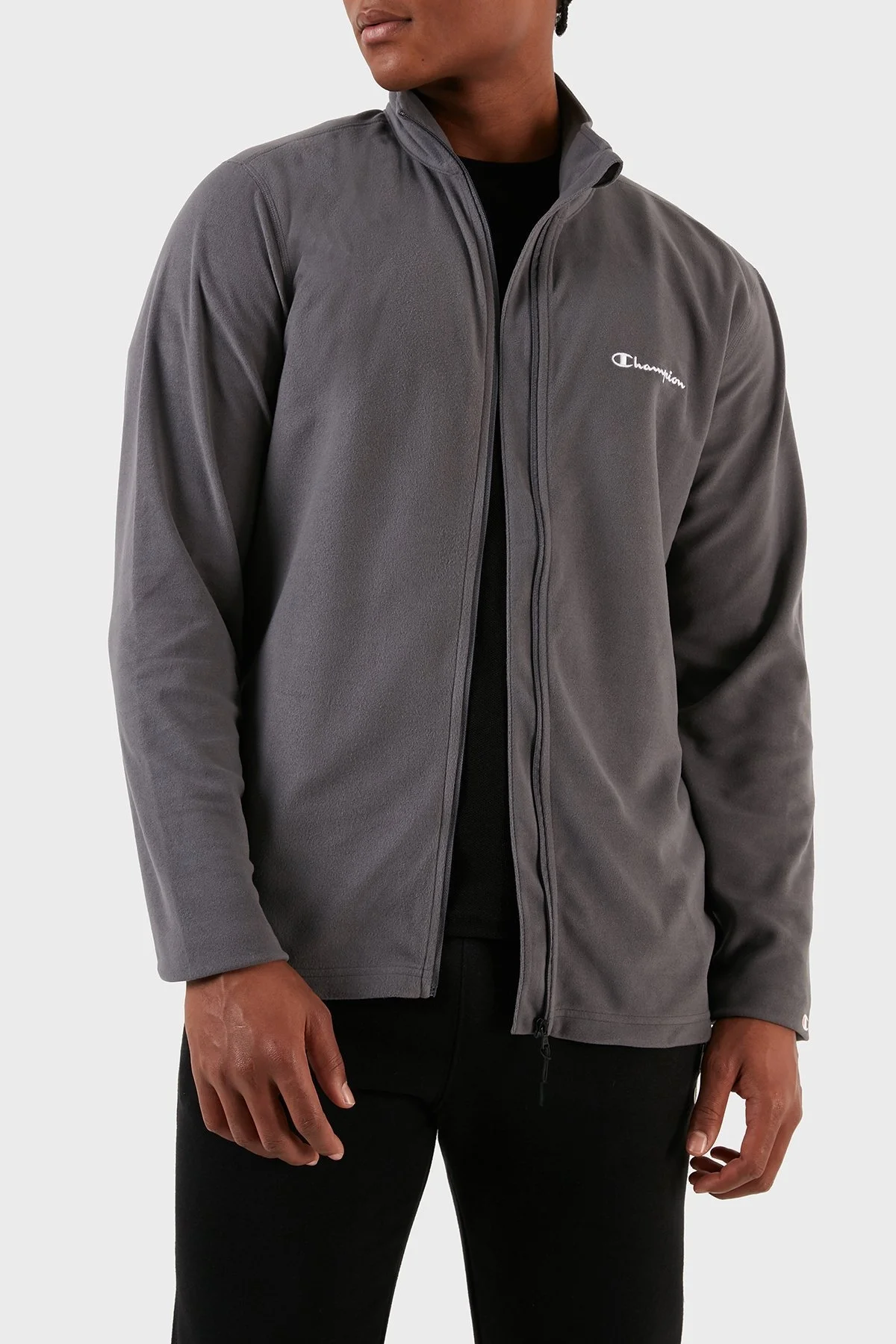 Champion Slim Fit Fermuarlı Yumuşak Dokuma Mikro Polar Erkek Sweat 219892 EBN ES508 ANTRASİT - 3