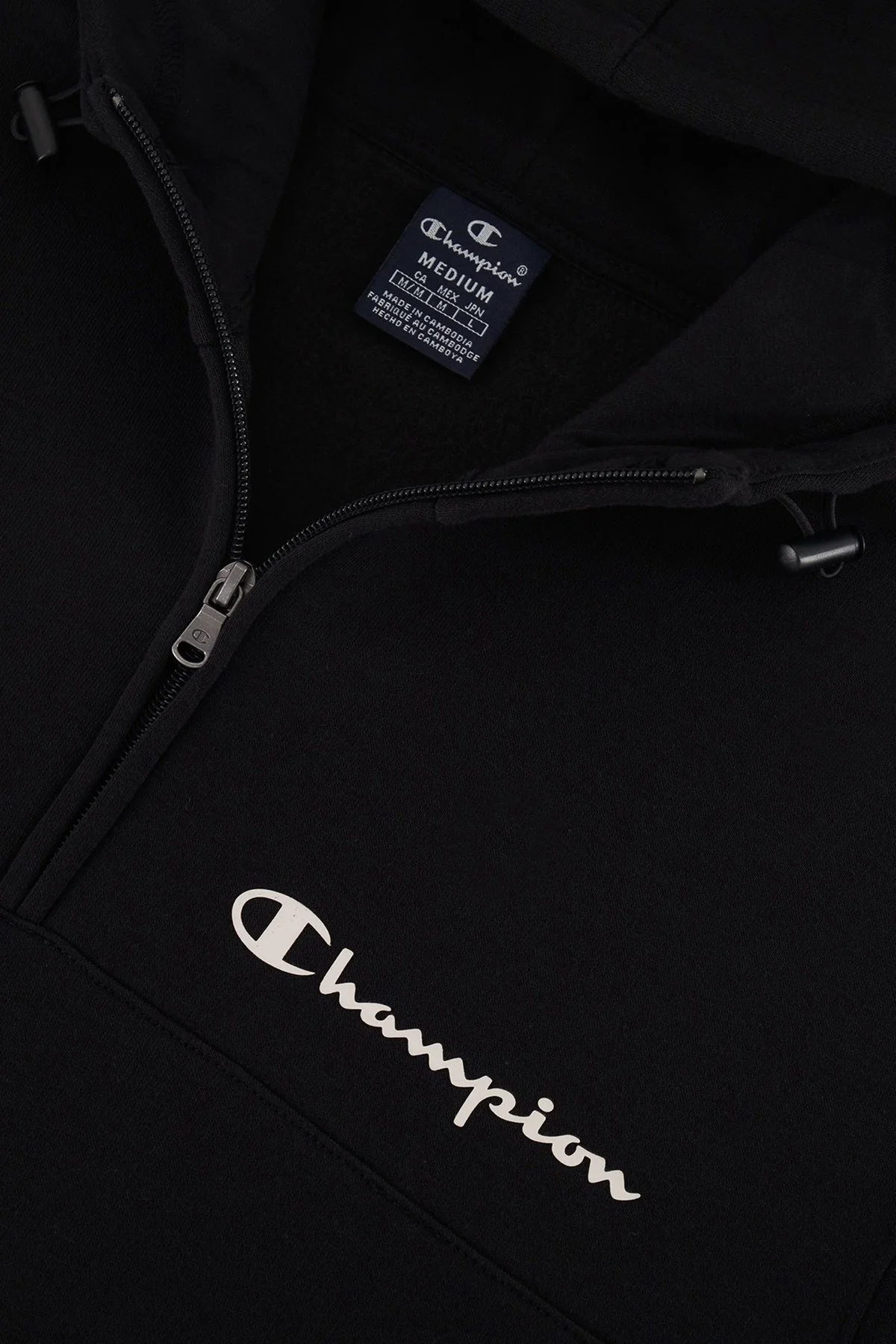 Champion Yarım Fermuarlı İçi Polarlı Kapüşonlu Comfort Fit Erkek Sweat 219095 NBK KK001 SİYAH - 4