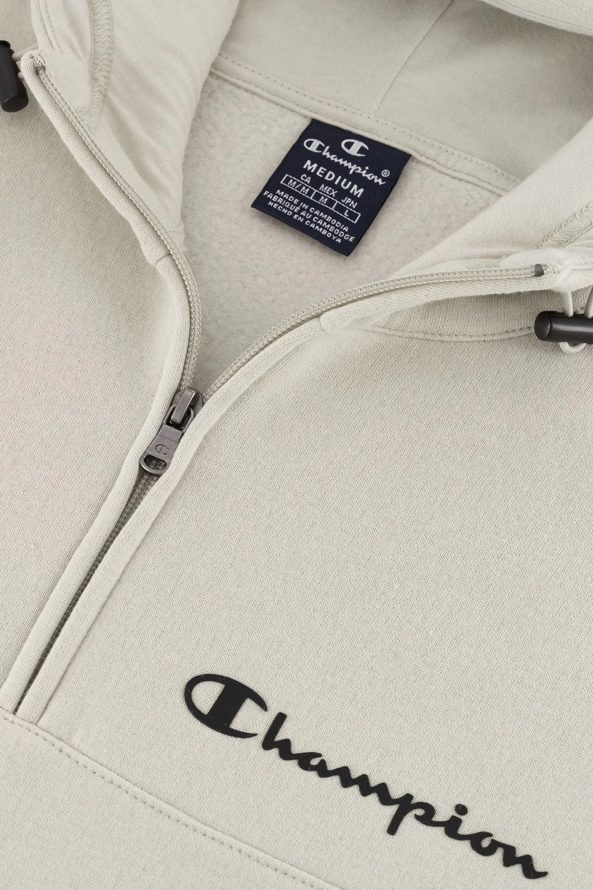 Champion Yarım Fermuarlı İçi Polarlı Kapüşonlu Comfort Fit Erkek Sweat 219095 SVL ES057 BEJ - 3