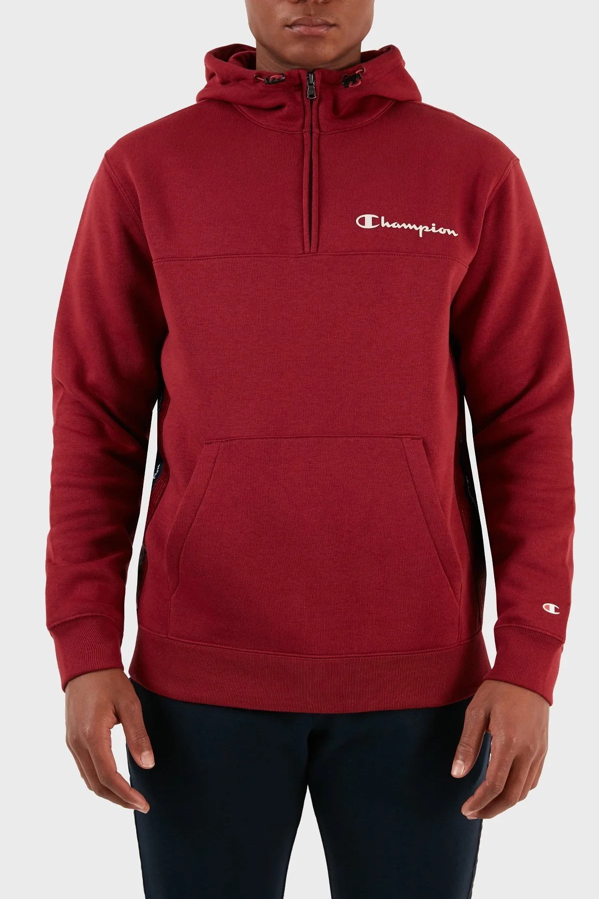 Champion Yarım Fermuarlı İçi Polarlı Kapüşonlu Comfort Fit Erkek Sweat 219095 TBR RS508 BORDO - 4
