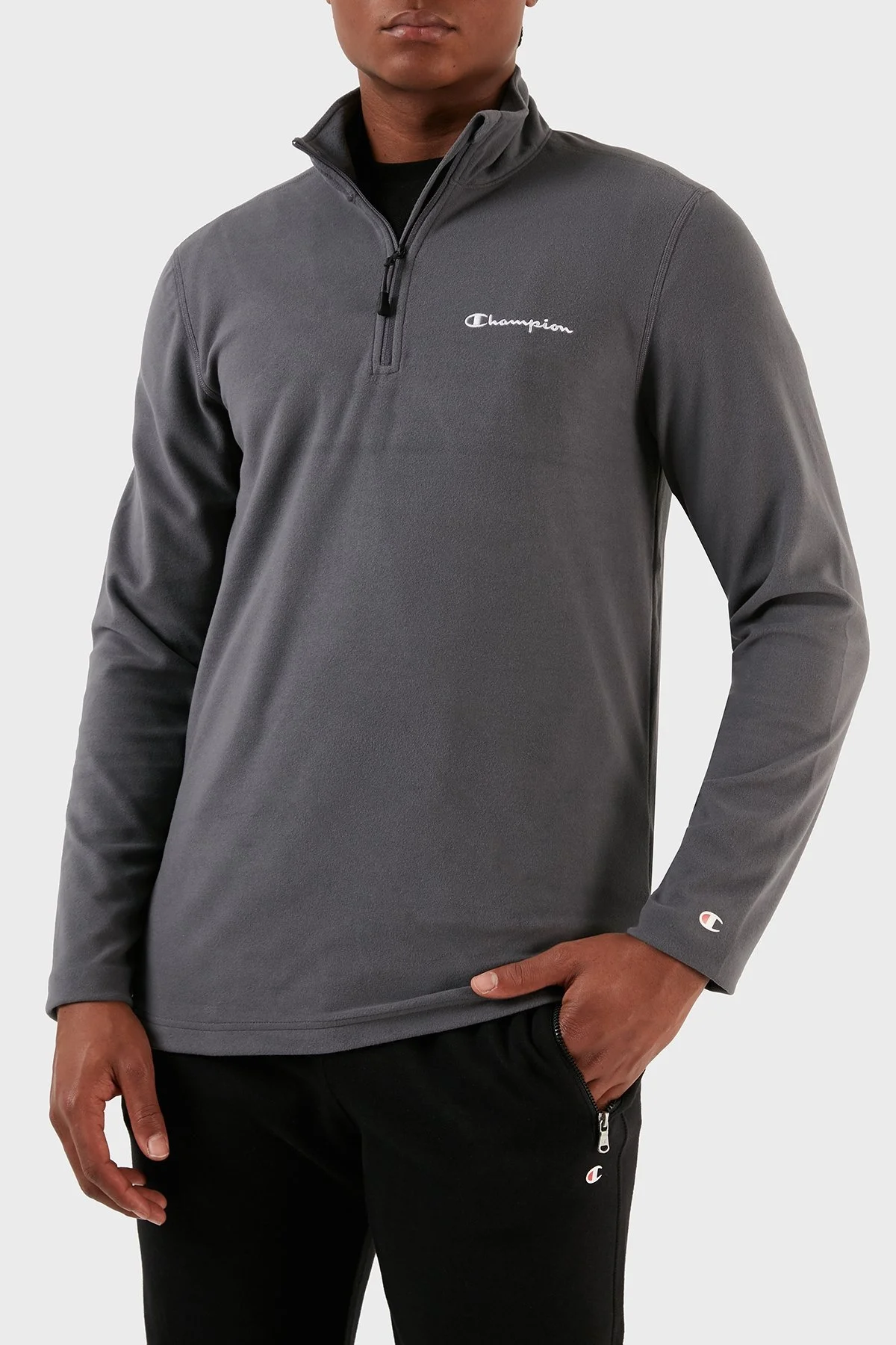 Champion Yarım Fermuarlı Yumuşak Dokuma Mikro Polar Erkek Sweat 216695 EBN ES508 ANTRASİT - 2