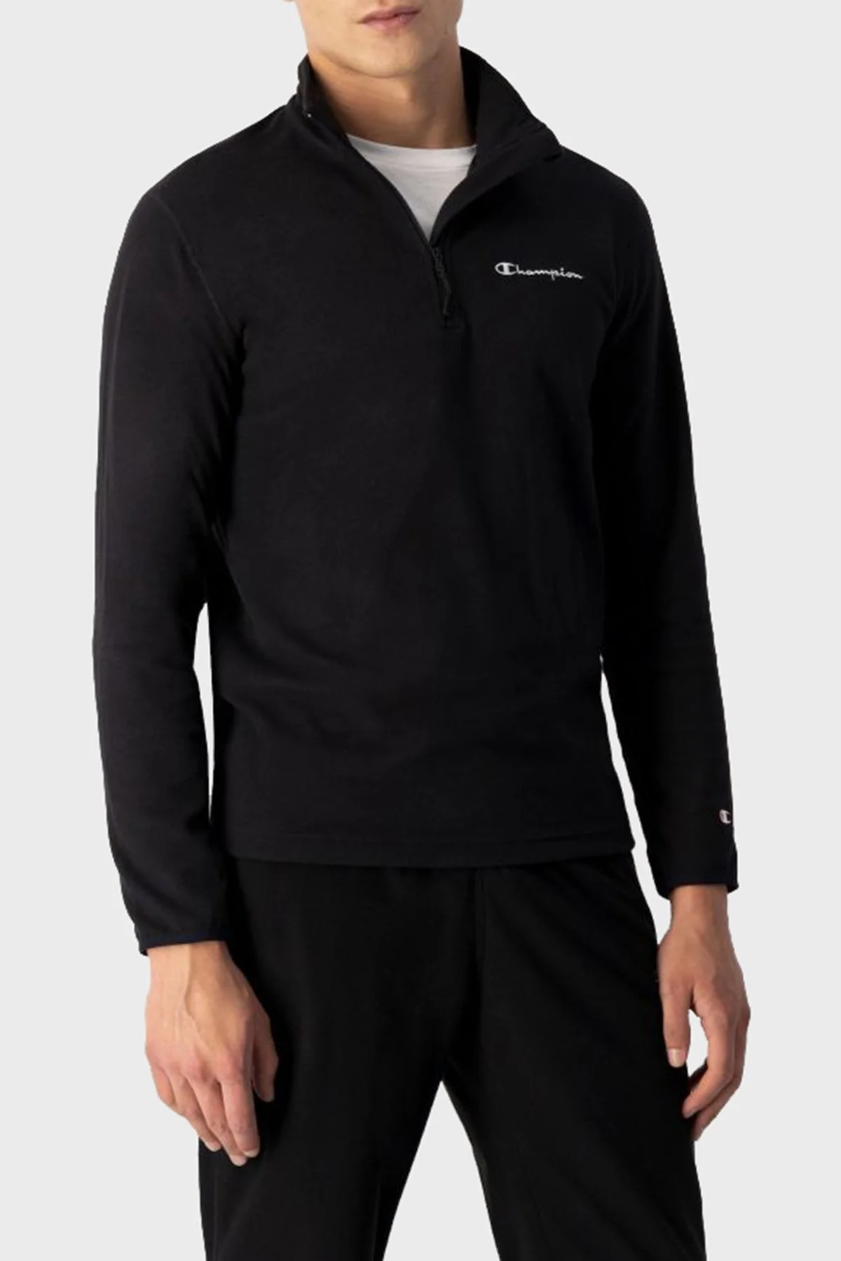 Champion Yarım Fermuarlı Yumuşak Dokuma Mikro Polar Erkek Sweat 216695 NBK KK001 SİYAH - 1