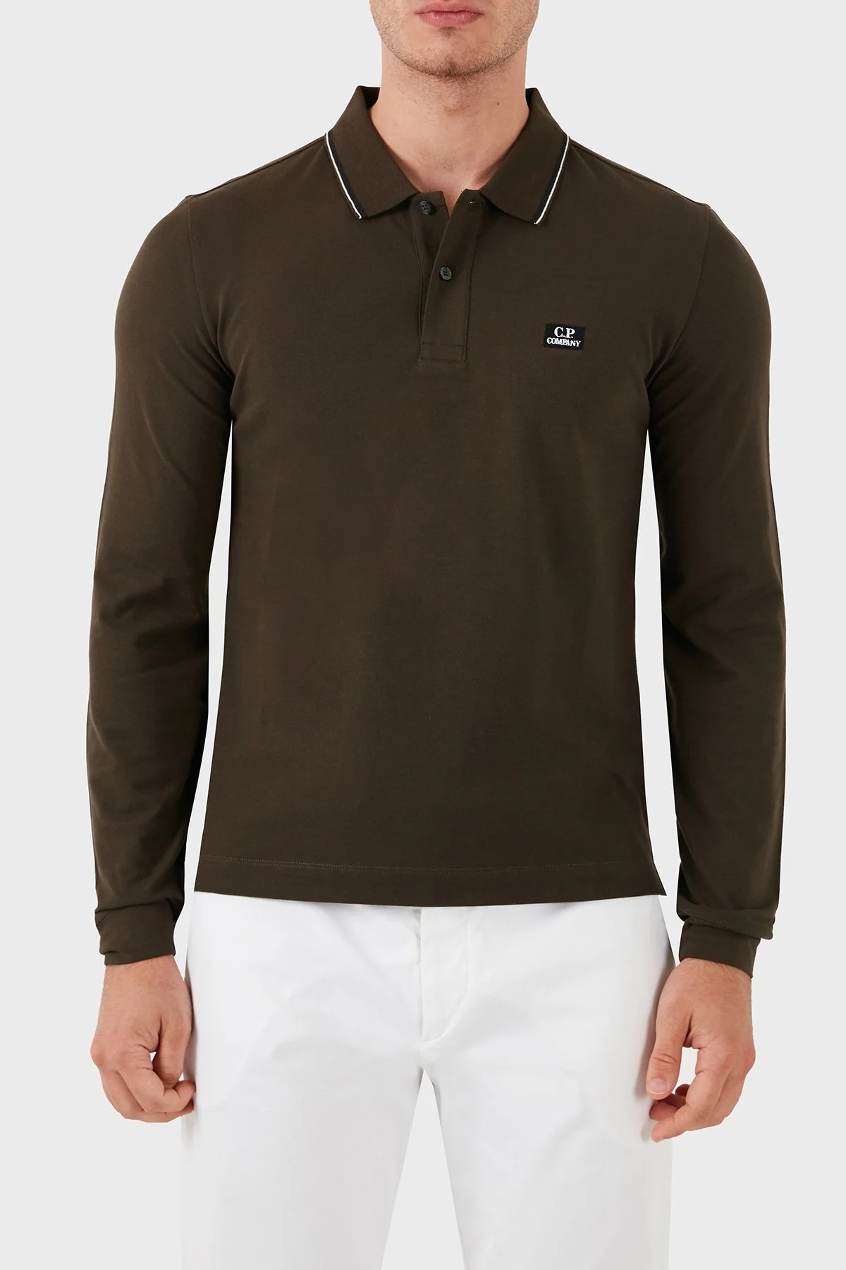 C.P Company Logolu Pamuklu Erkek Polo Yaka Sweat 05CMPL041A 005263W 922 HAKİ - 1