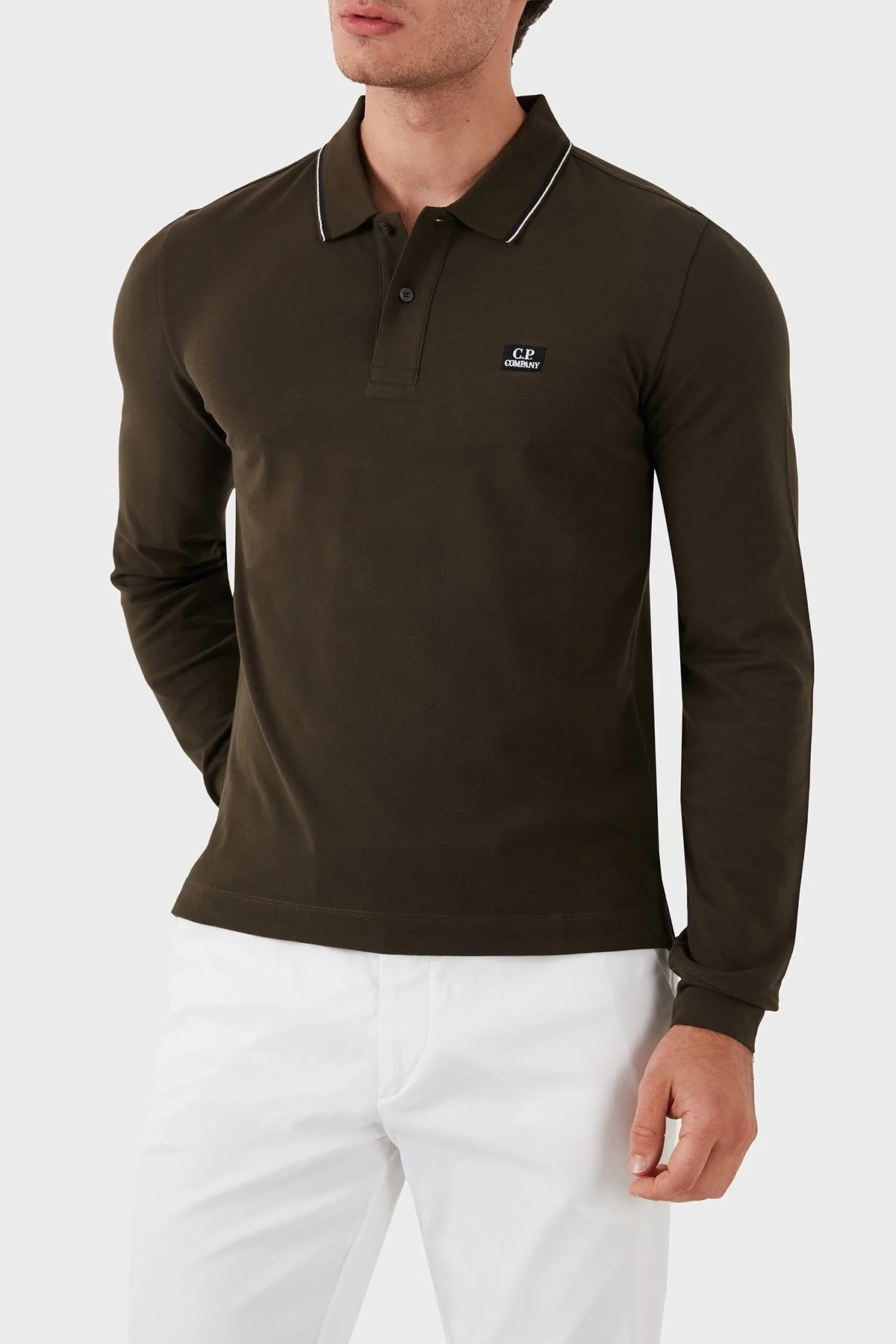 C.P Company Logolu Pamuklu Erkek Polo Yaka Sweat 05CMPL041A 005263W 922 HAKİ - 3