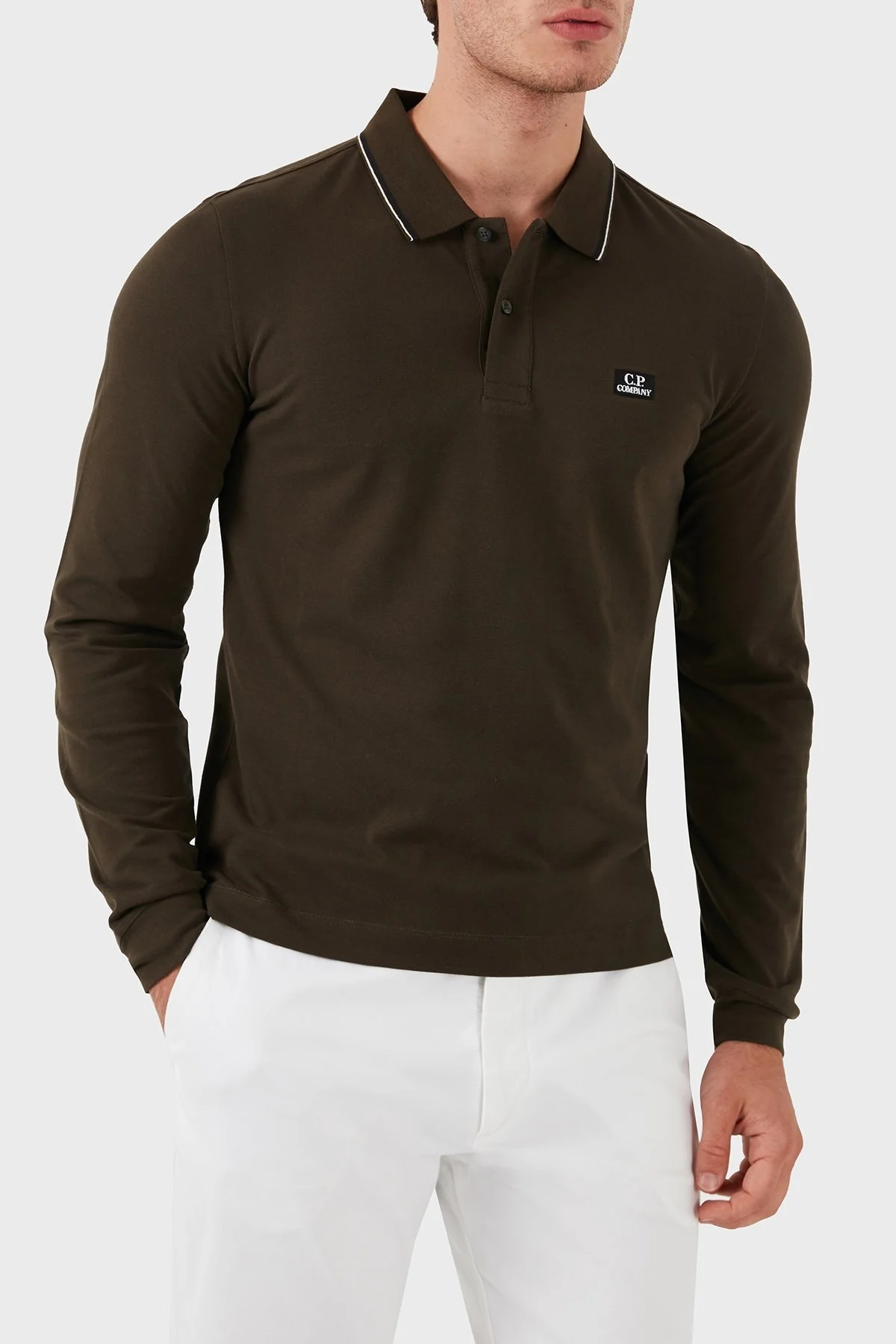 C.P Company Logolu Pamuklu Erkek Polo Yaka Sweat 05CMPL041A 005263W 922 HAKİ - 4