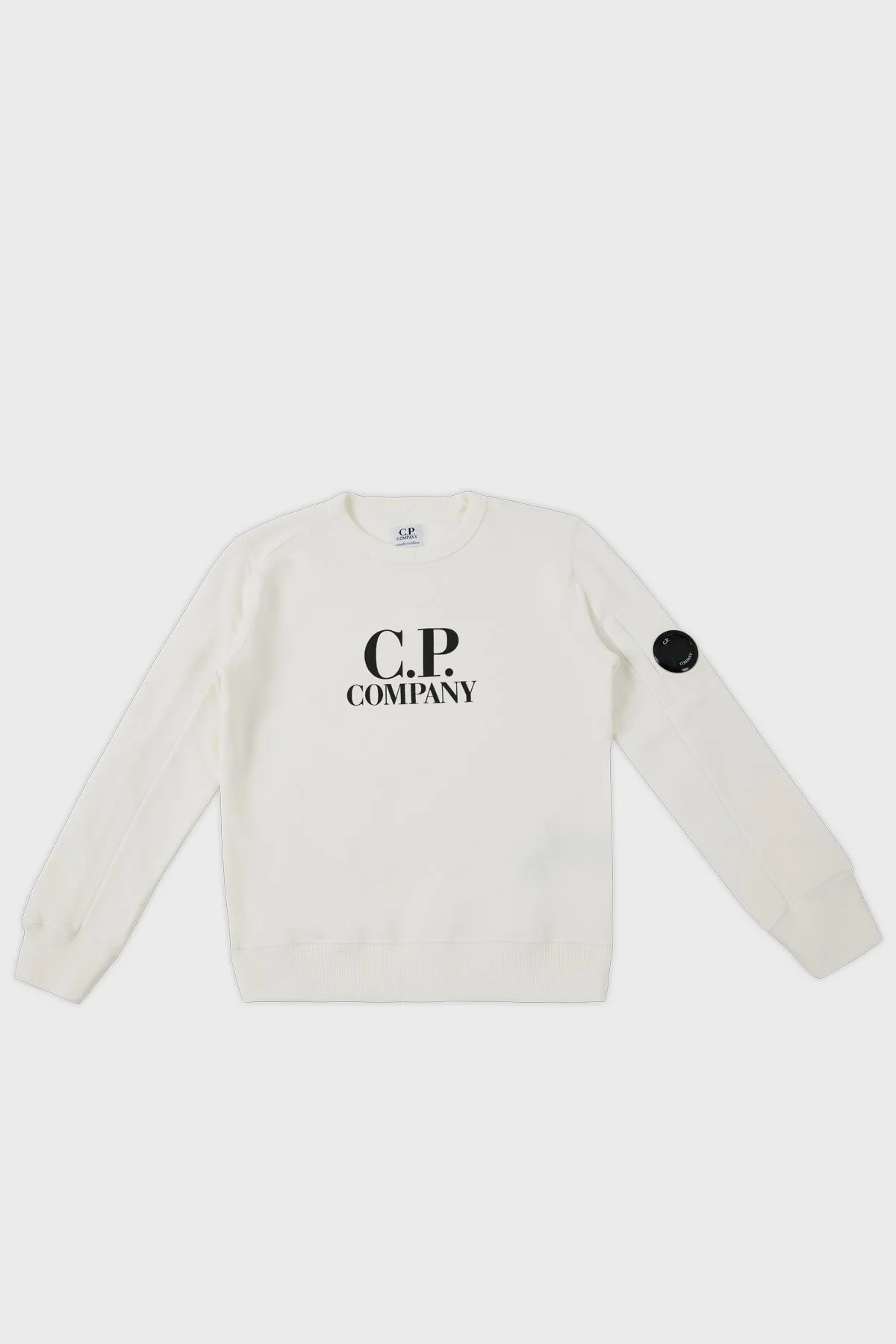 C.P. Company Pamuklu Bisiklet Yaka Çocuk Sweat 10CKSS058 003569W 103 BEYAZ - 1
