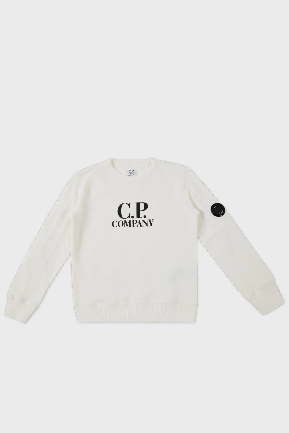 C.P. Company Pamuklu Bisiklet Yaka Çocuk Sweat 10CKSS058 003569W 103 BEYAZ - 1