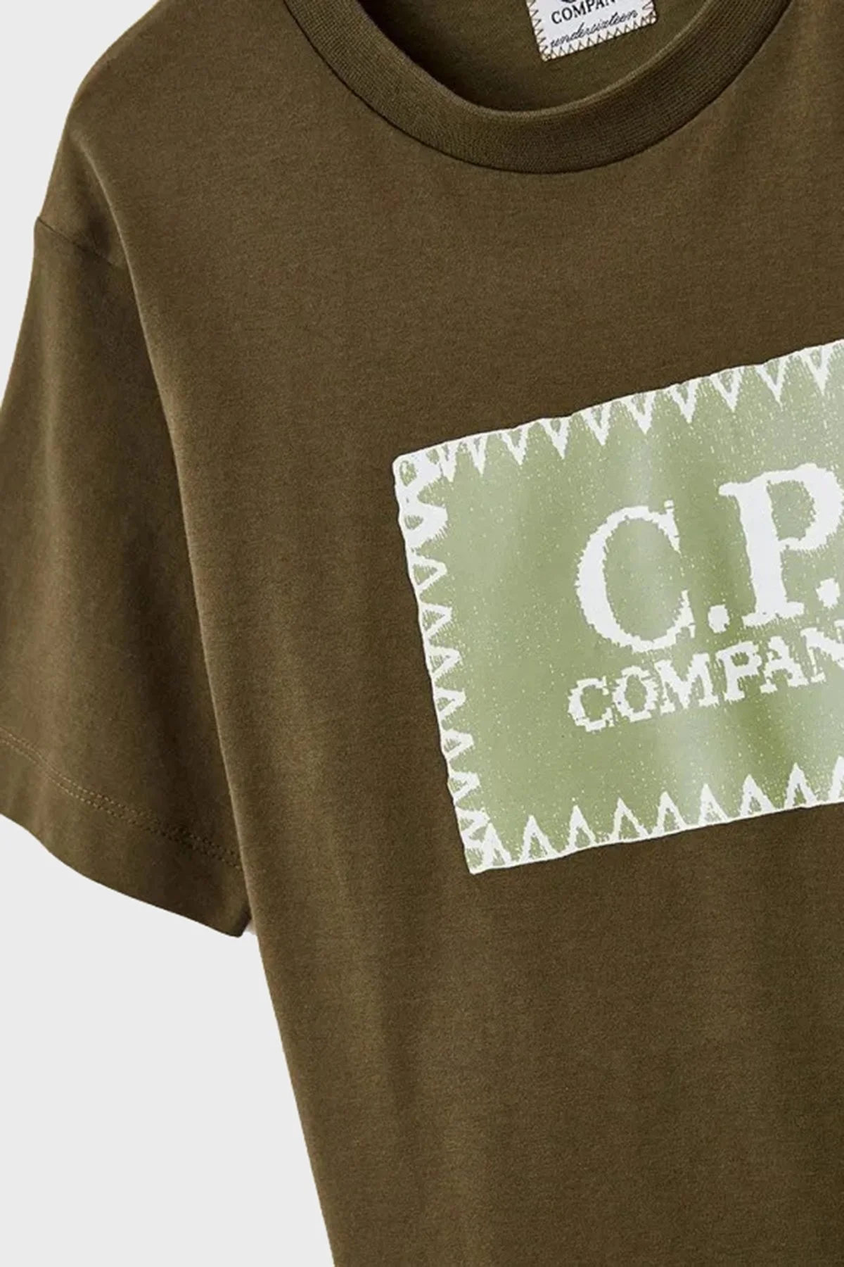 C.P. Company Pamuklu Bisiklet Yaka Çocuk T Shirt 10CKTS054 005792W 683 HAKİ - 6