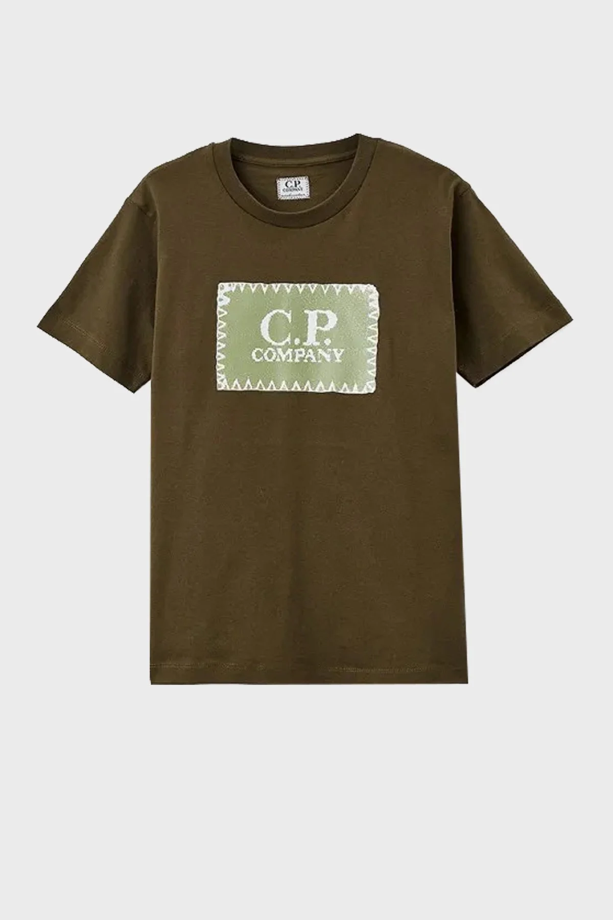 C.P. Company Pamuklu Bisiklet Yaka Çocuk T Shirt 10CKTS054 005792W 683 HAKİ - 1